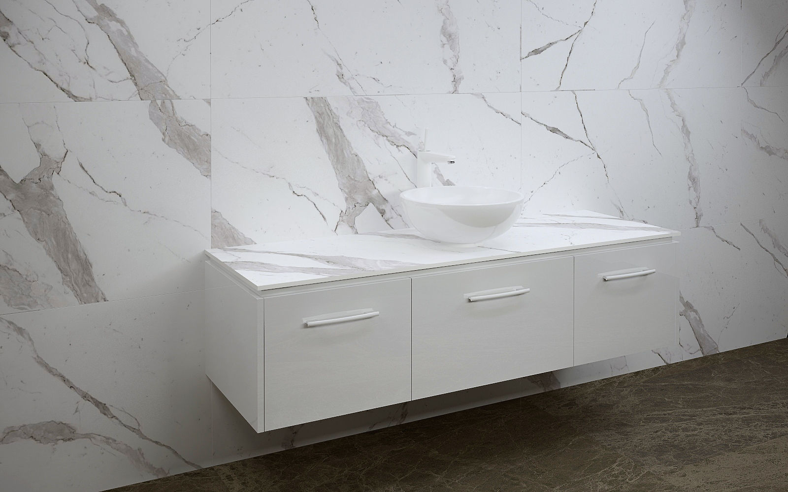 Bathrooms bathroom with sink and marble wall 3D model_1