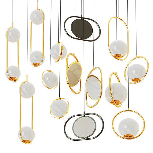 Set of four suspended chandeliers Lampatron  3D model