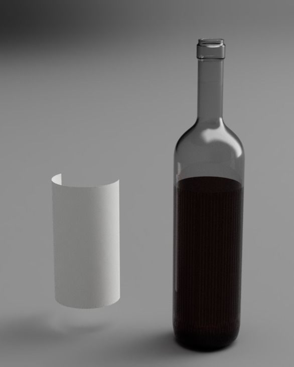 A bottle of wine and a glass  Low-poly 3D model_7