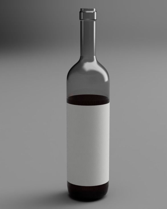 A bottle of wine and a glass  Low-poly 3D model_4