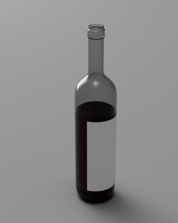 A bottle of wine and a glass  Low-poly 3D model_5