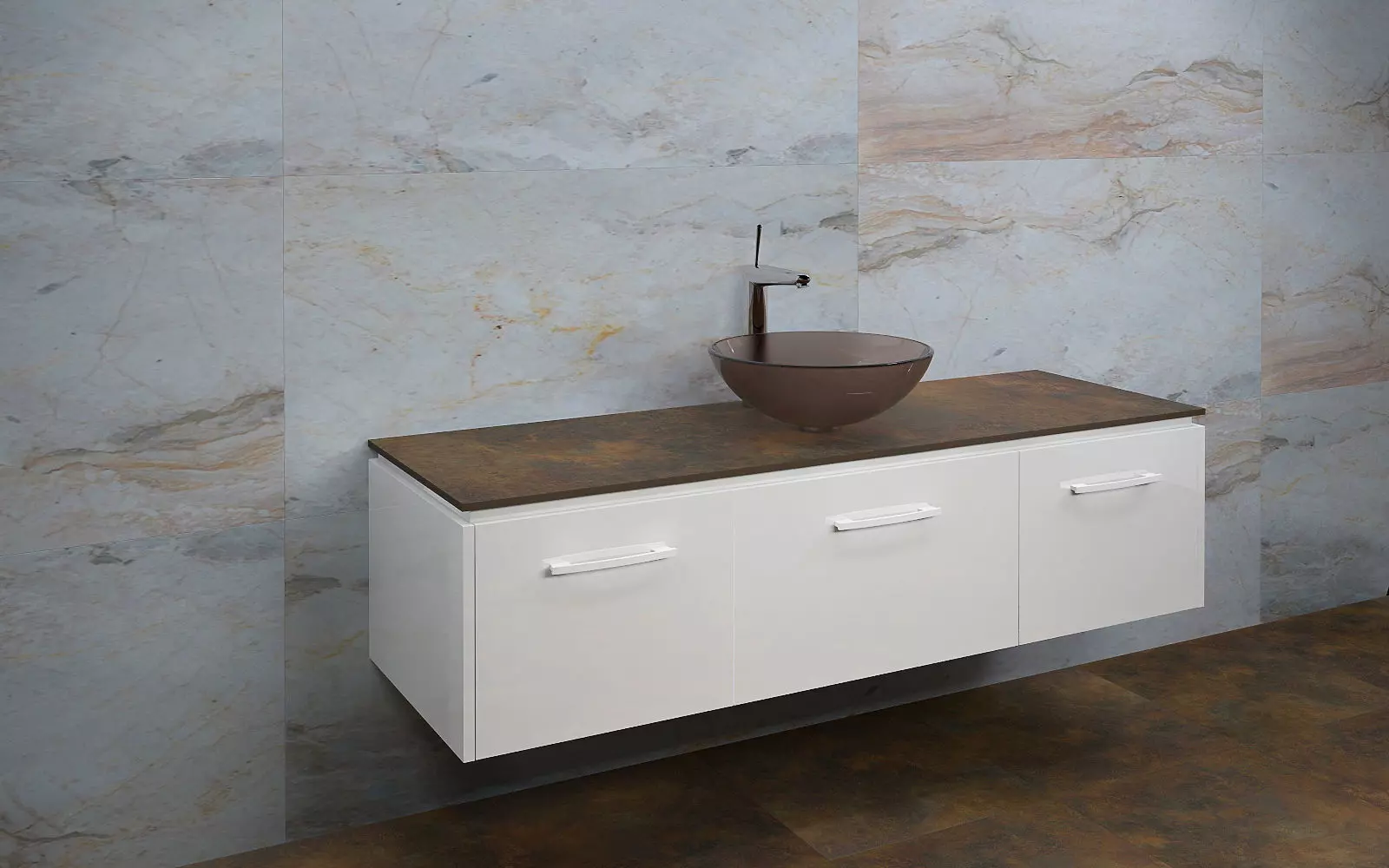 Bathrooms bathroom with sink and marble wall 3D model_0