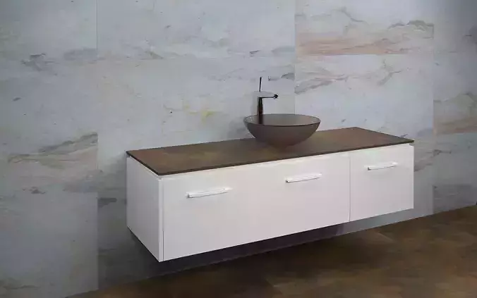 Bathrooms bathroom with sink and marble wall