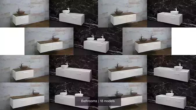 Bathrooms bathroom with sink and marble wall 3D Model Collection
