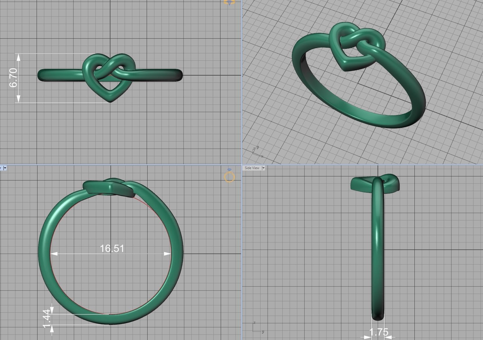 Infinity Heart Knot Ring 3dmodel 3D print model_5