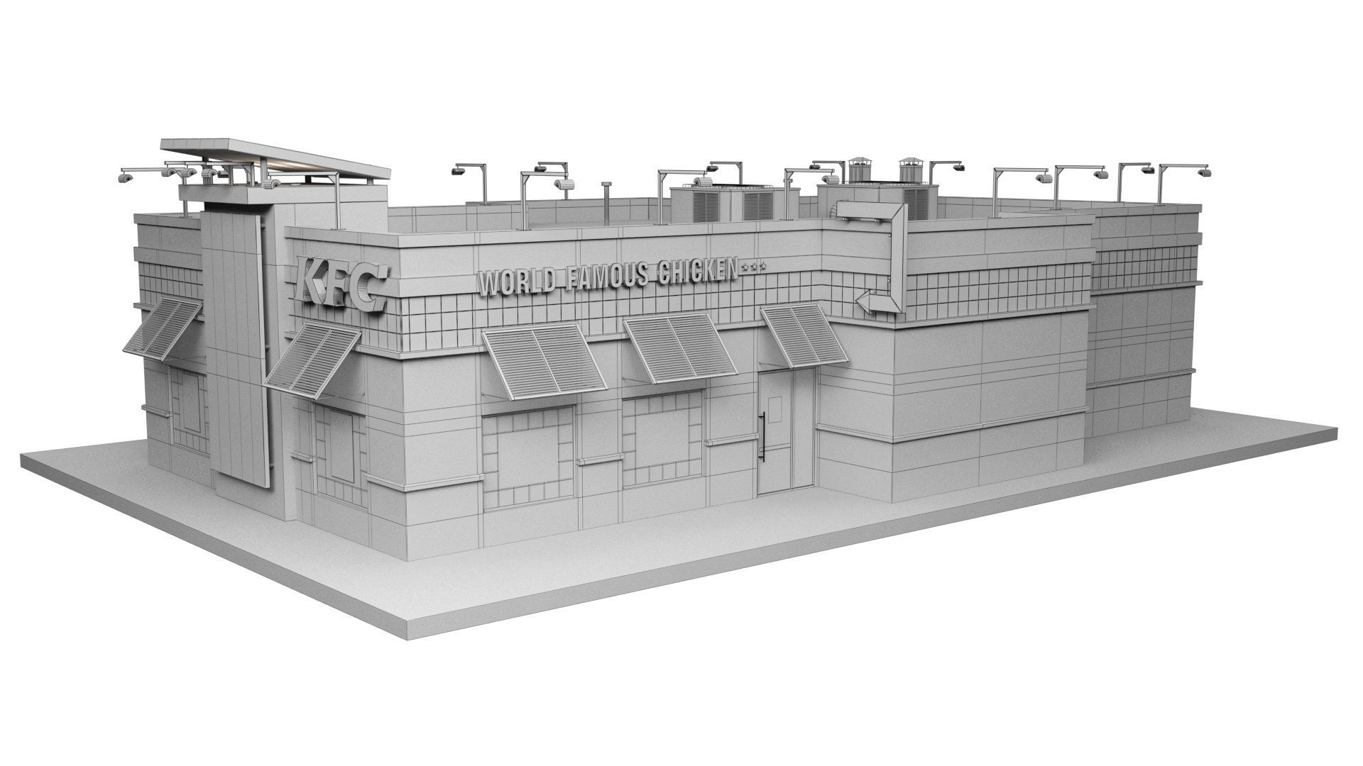 KFC Building and parking 3D model_36