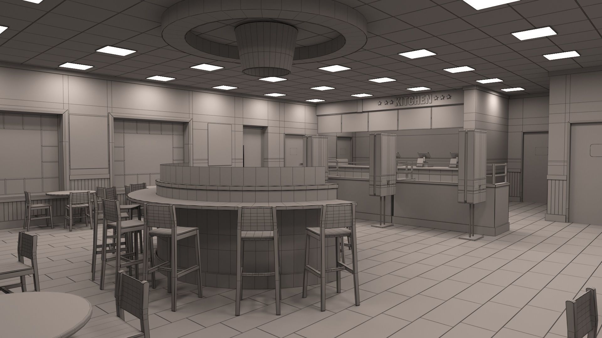 KFC Building and parking 3D model_38