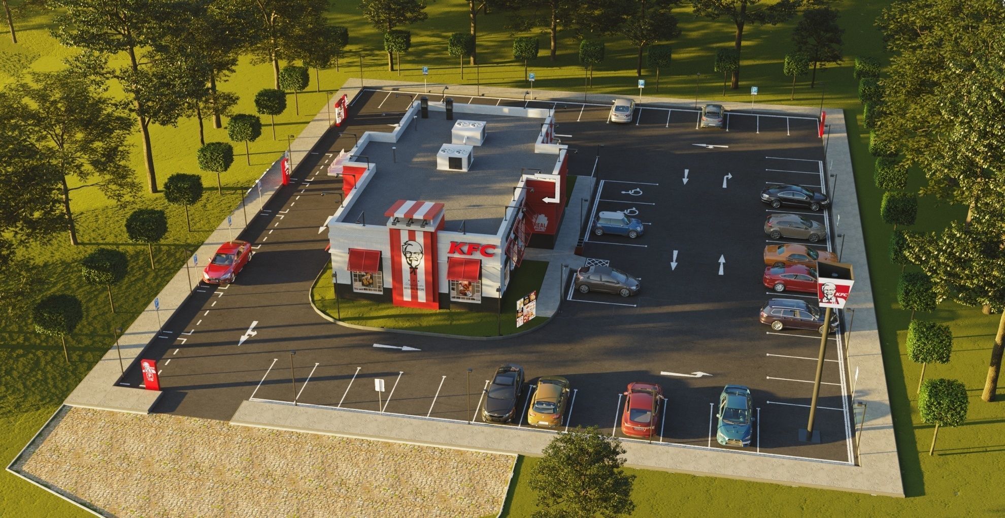 KFC Building and parking 3D model_3