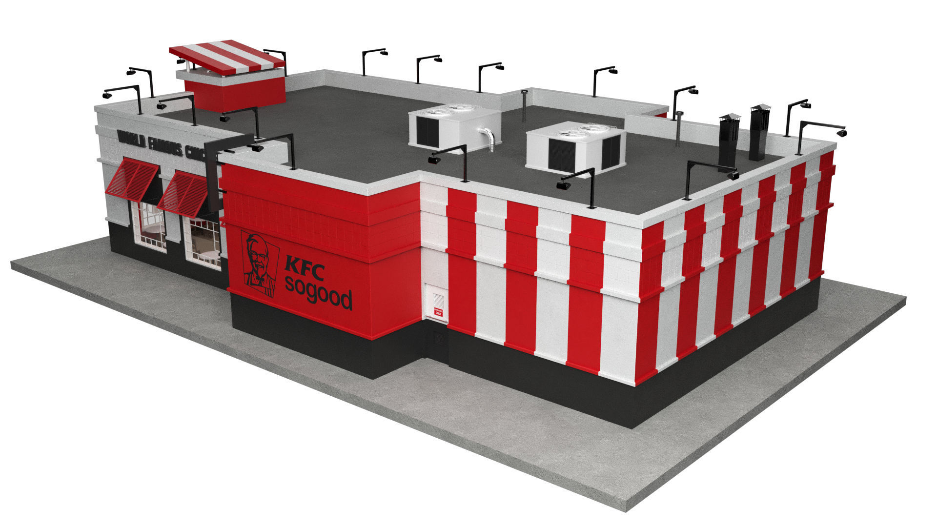 KFC Building and parking 3D model_11