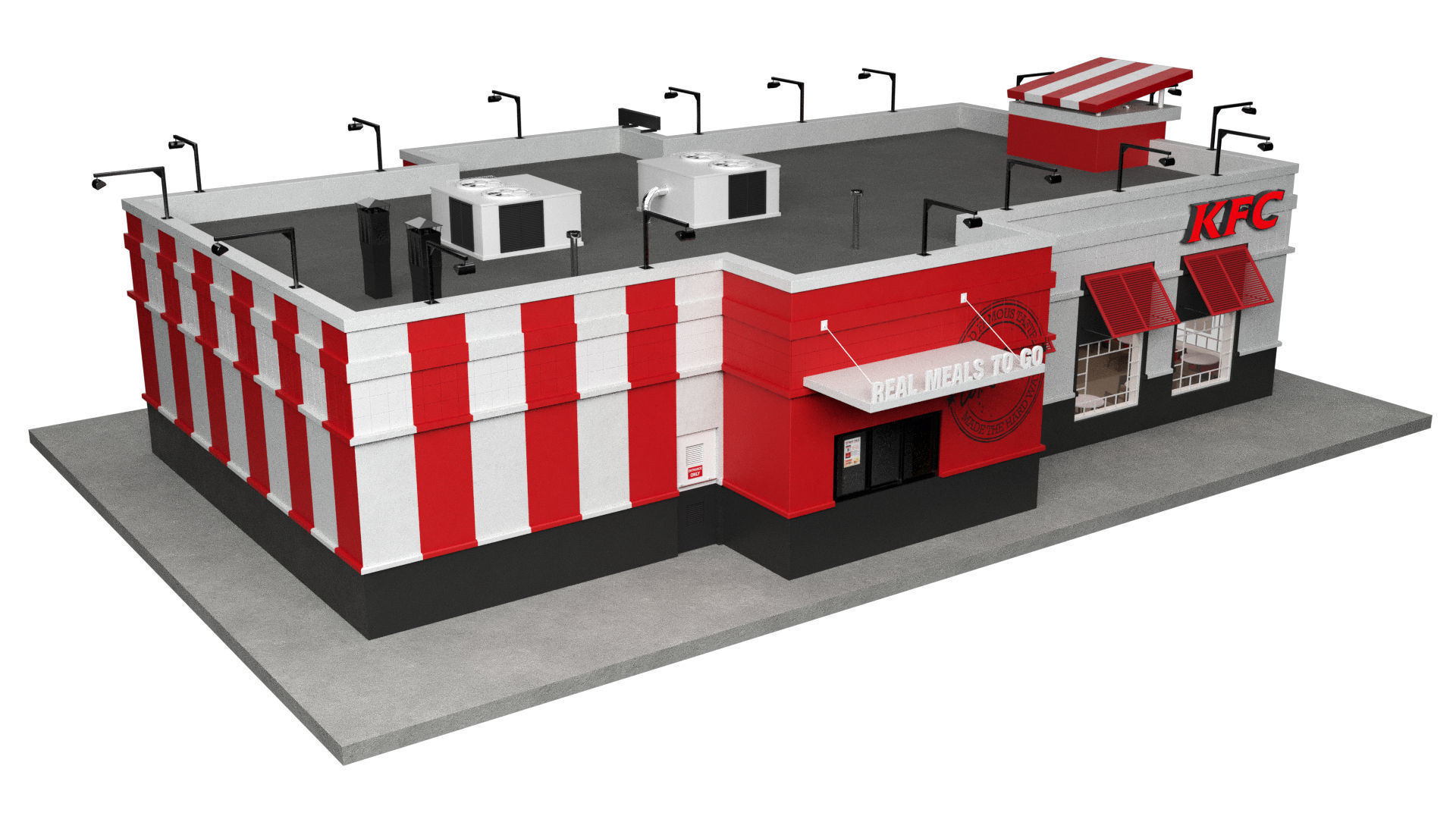 KFC Building and parking 3D model_12