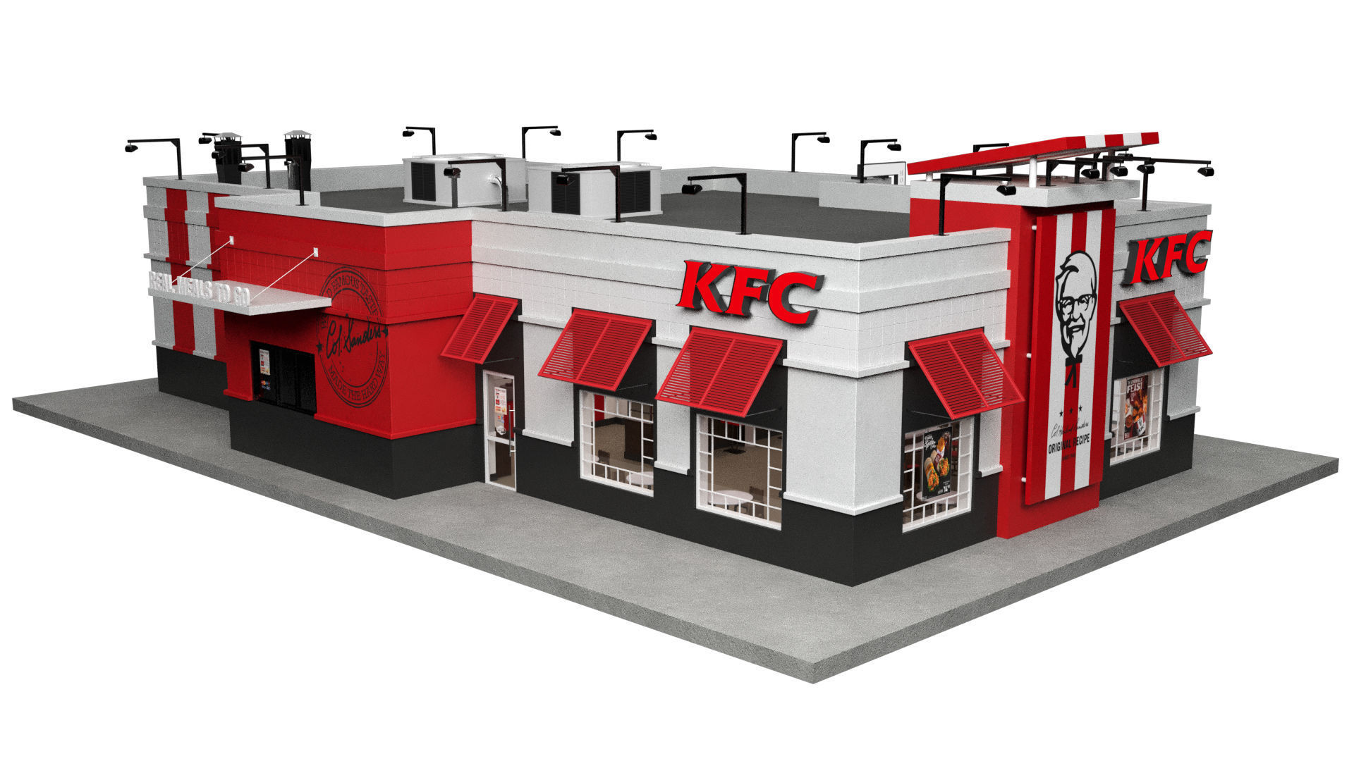KFC Building and parking 3D model_10