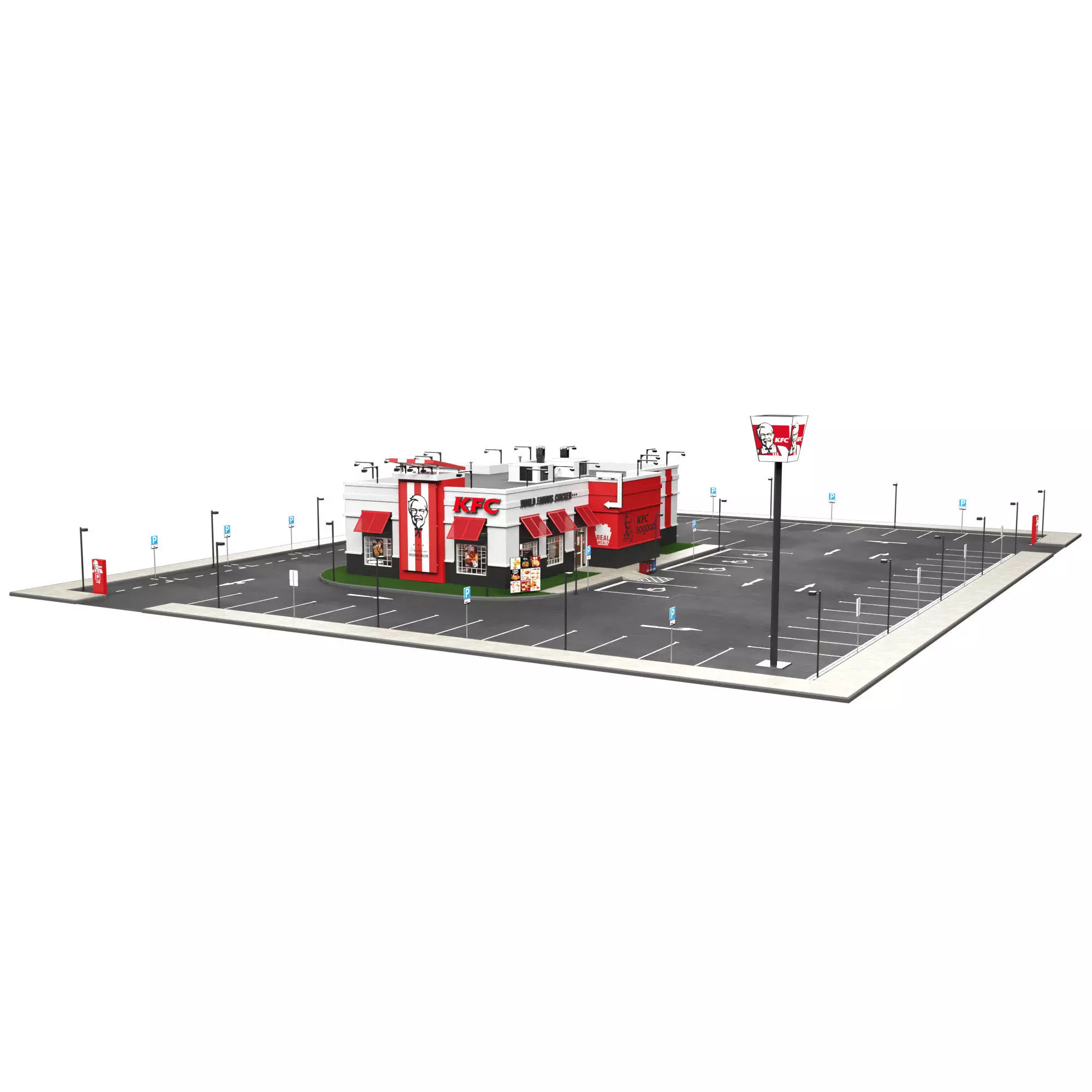 KFC Building and parking 3D model_0