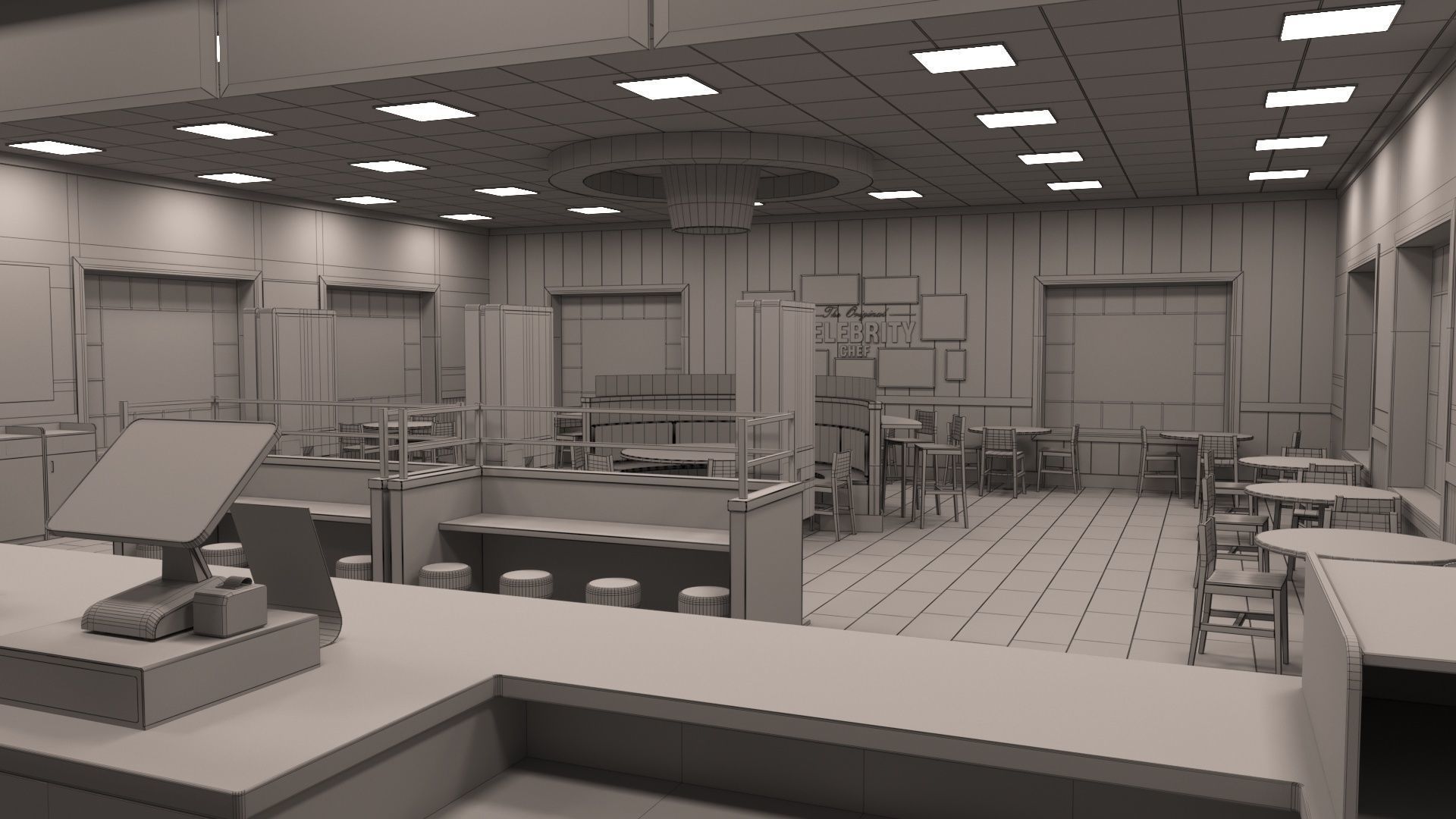 KFC Building and parking 3D model_37