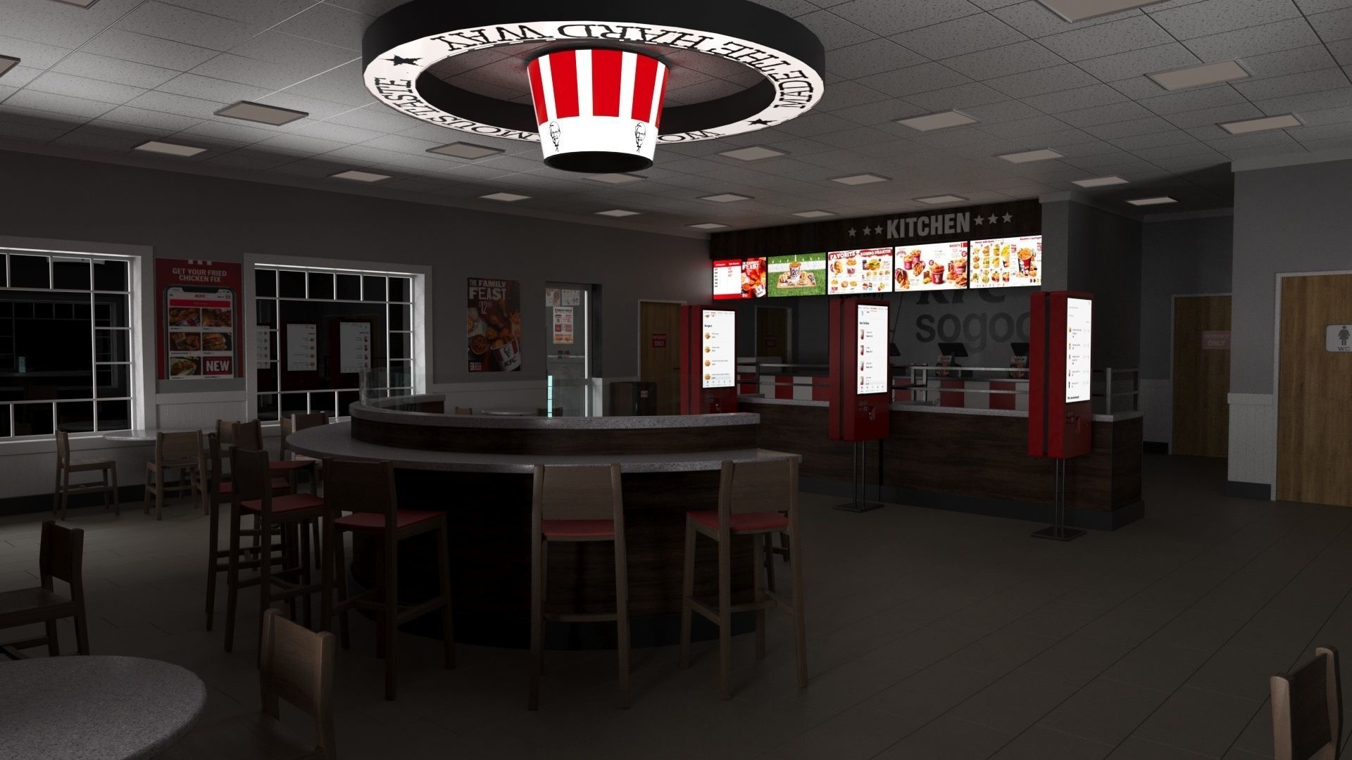 KFC Building and parking 3D model_20