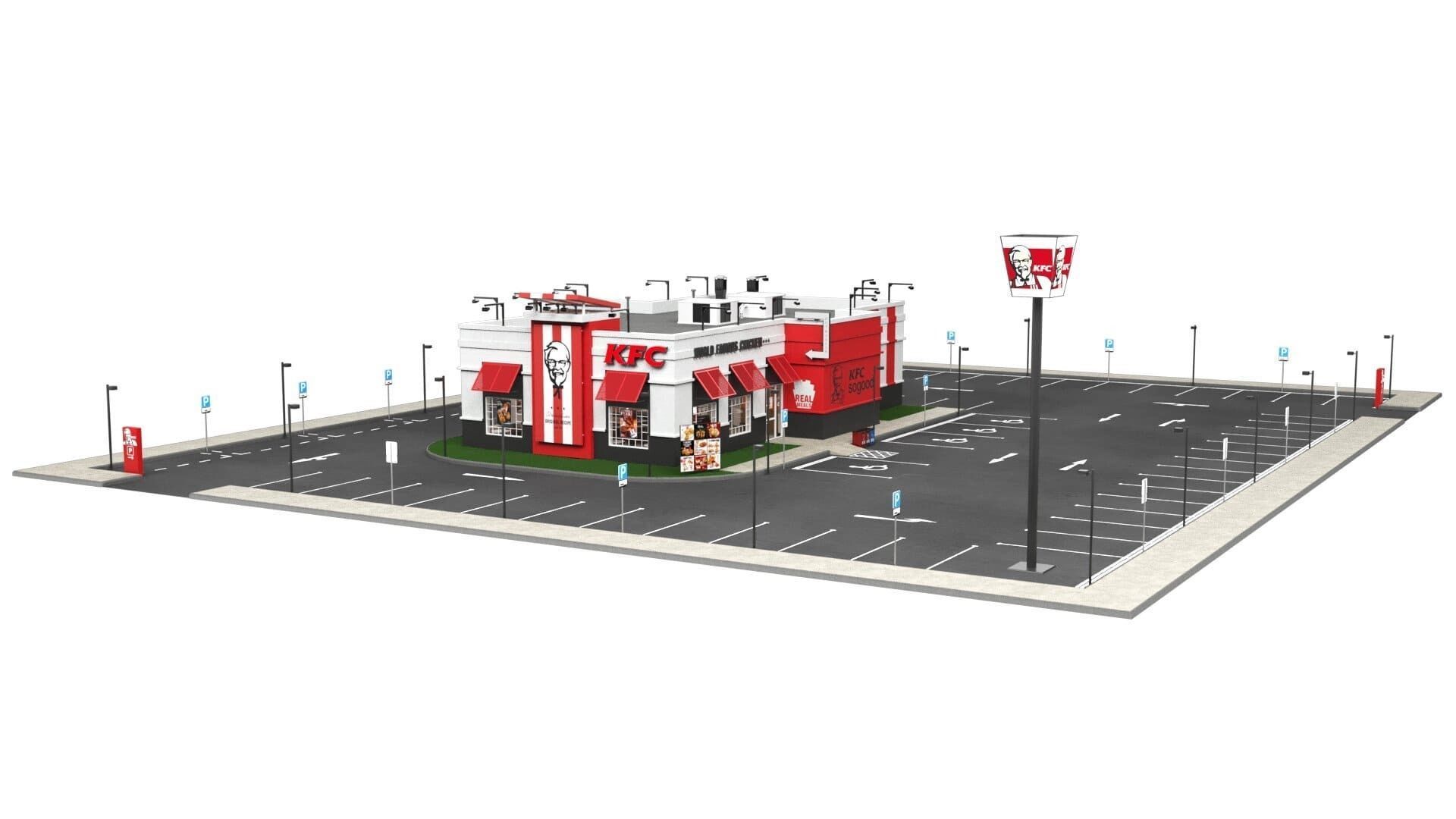 KFC Building and parking 3D model_4