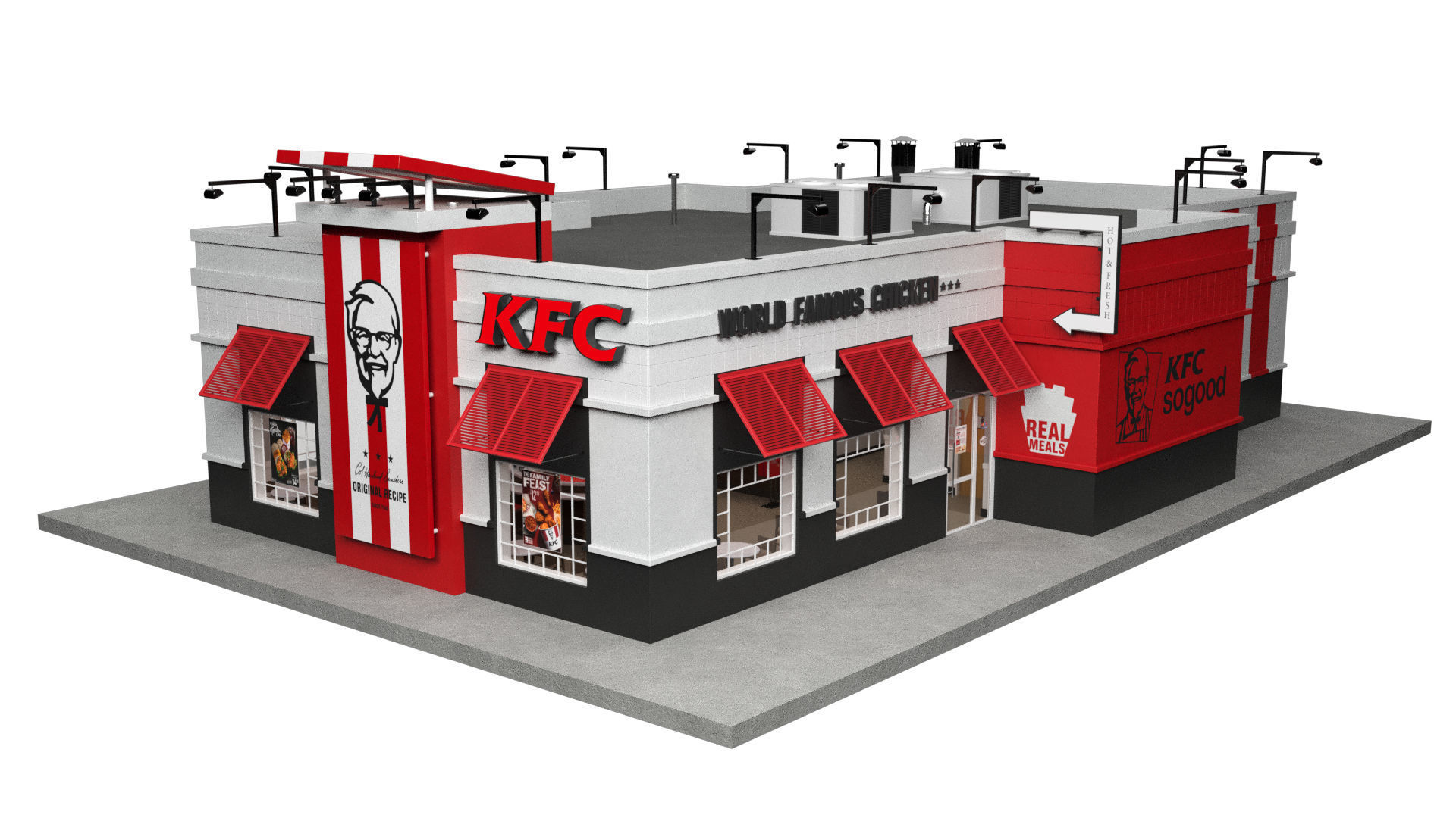 KFC Building and parking 3D model_9