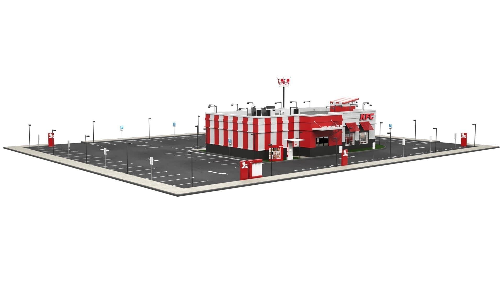 KFC Building and parking 3D model_5