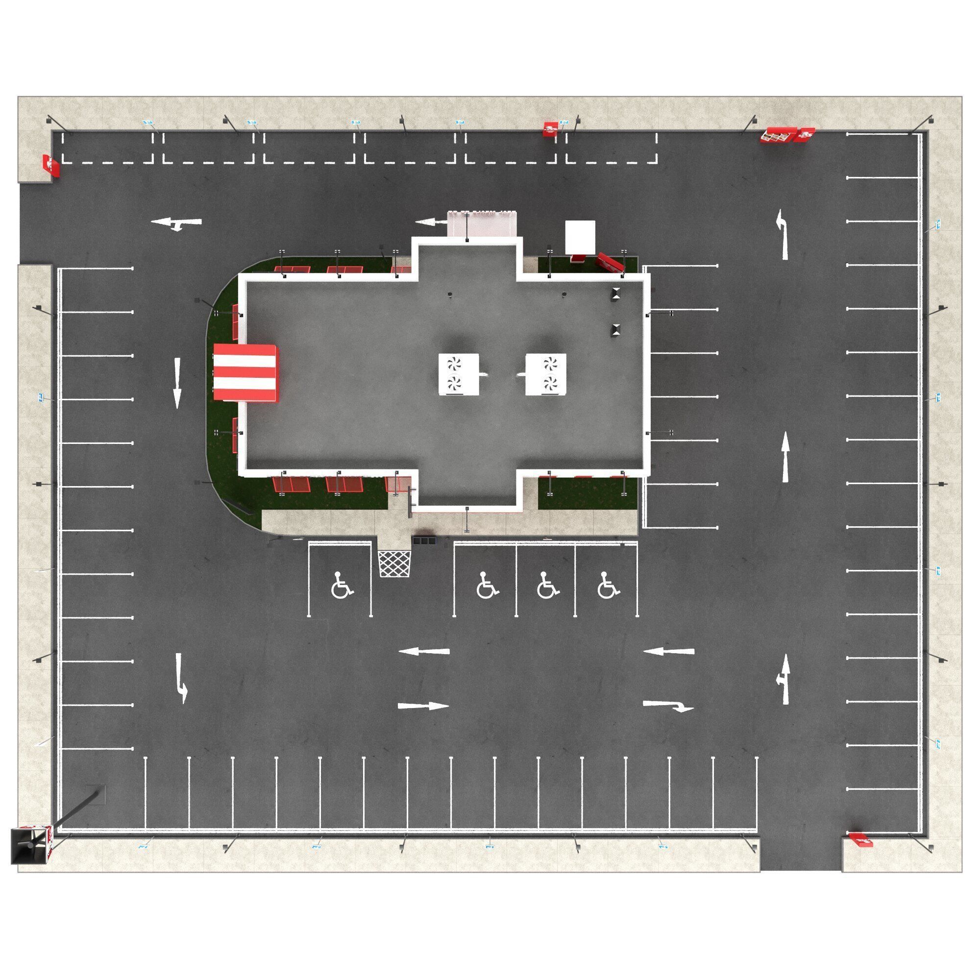 KFC Building and parking 3D model_6
