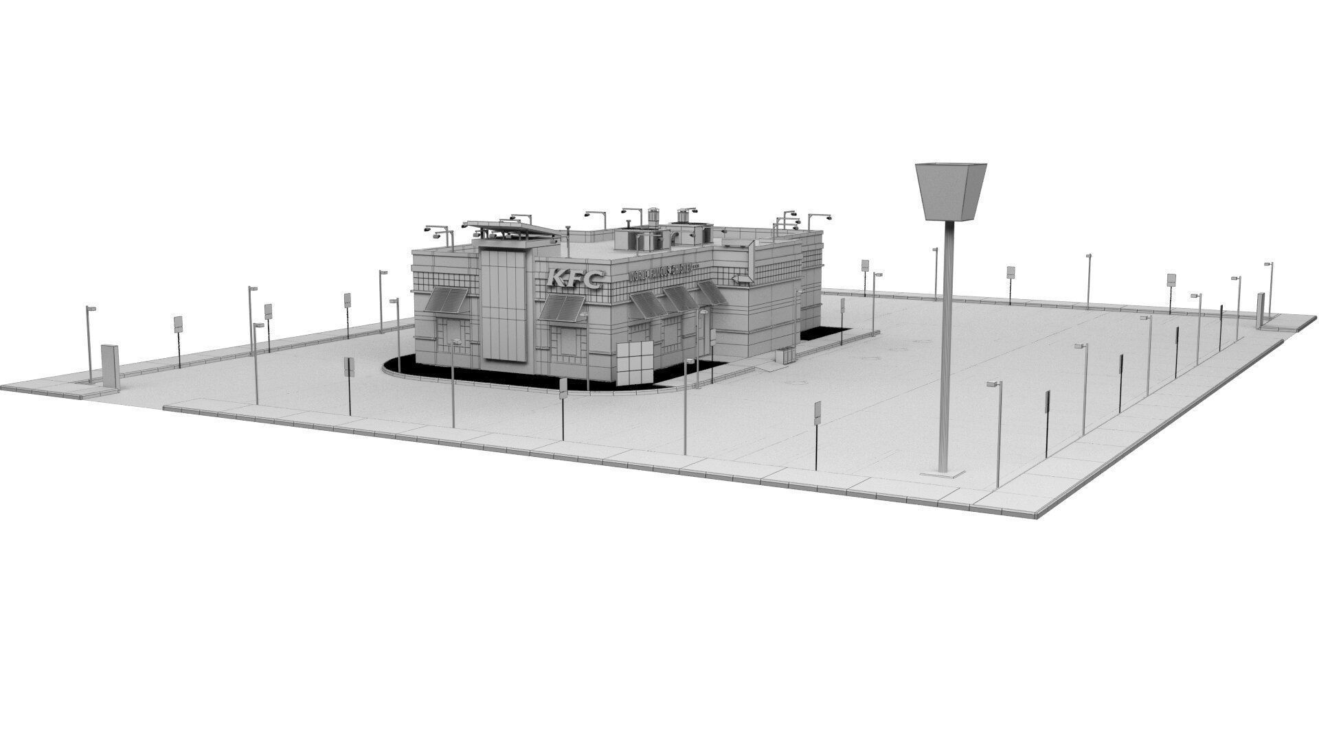 KFC Building and parking 3D model_32