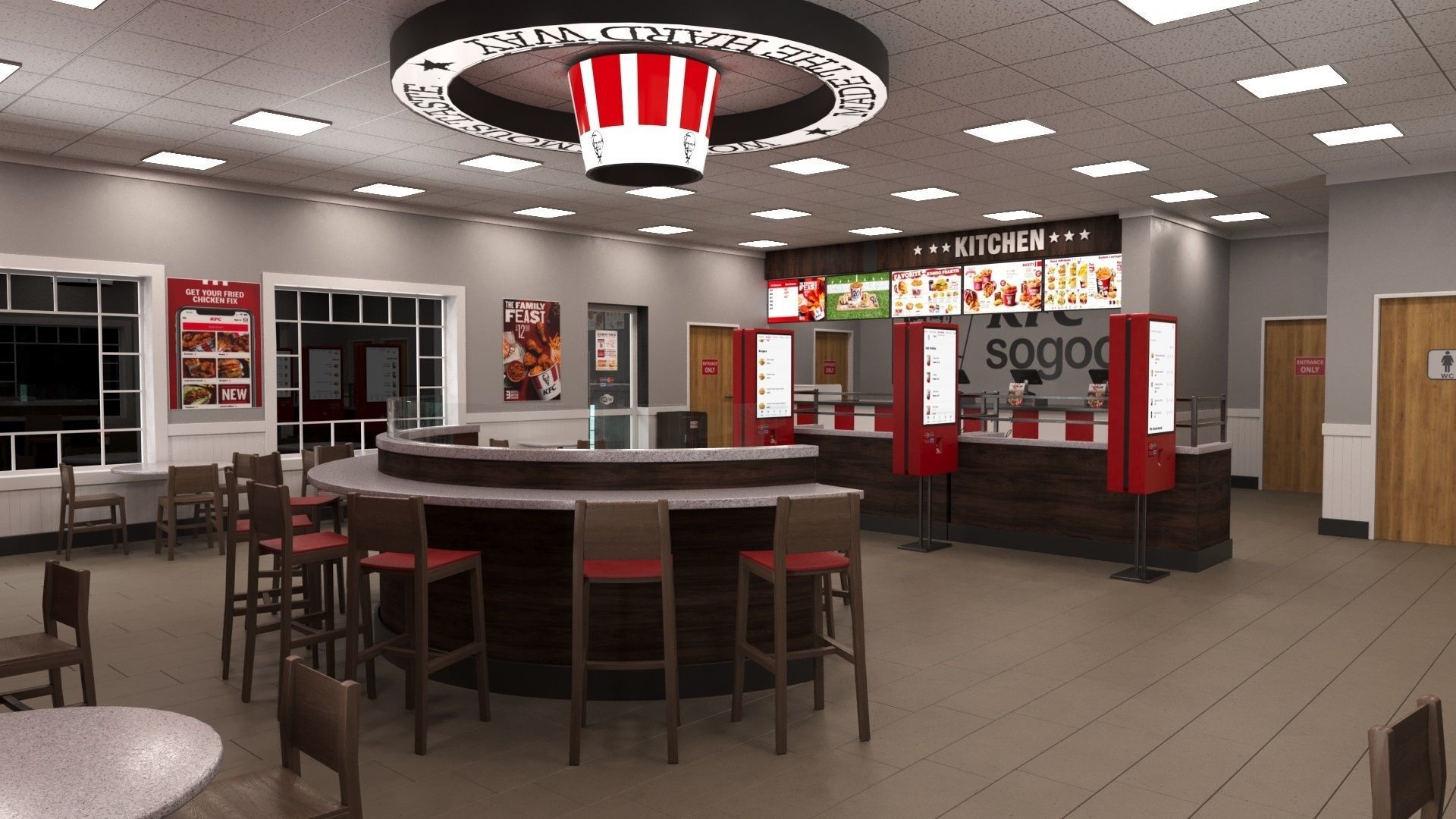 KFC Building and parking 3D model_16