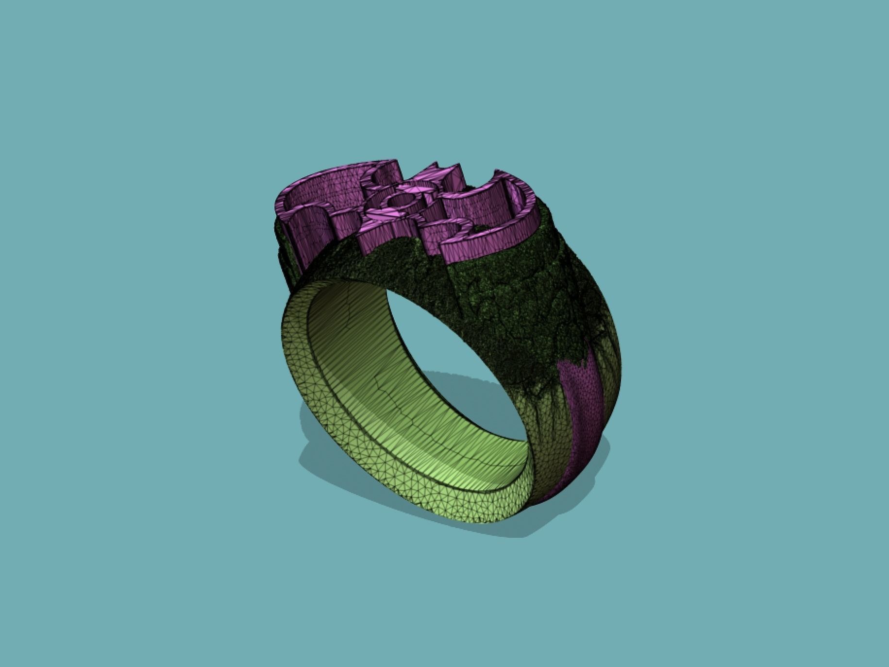 Green Lantern Batman Ring 3D print model_12