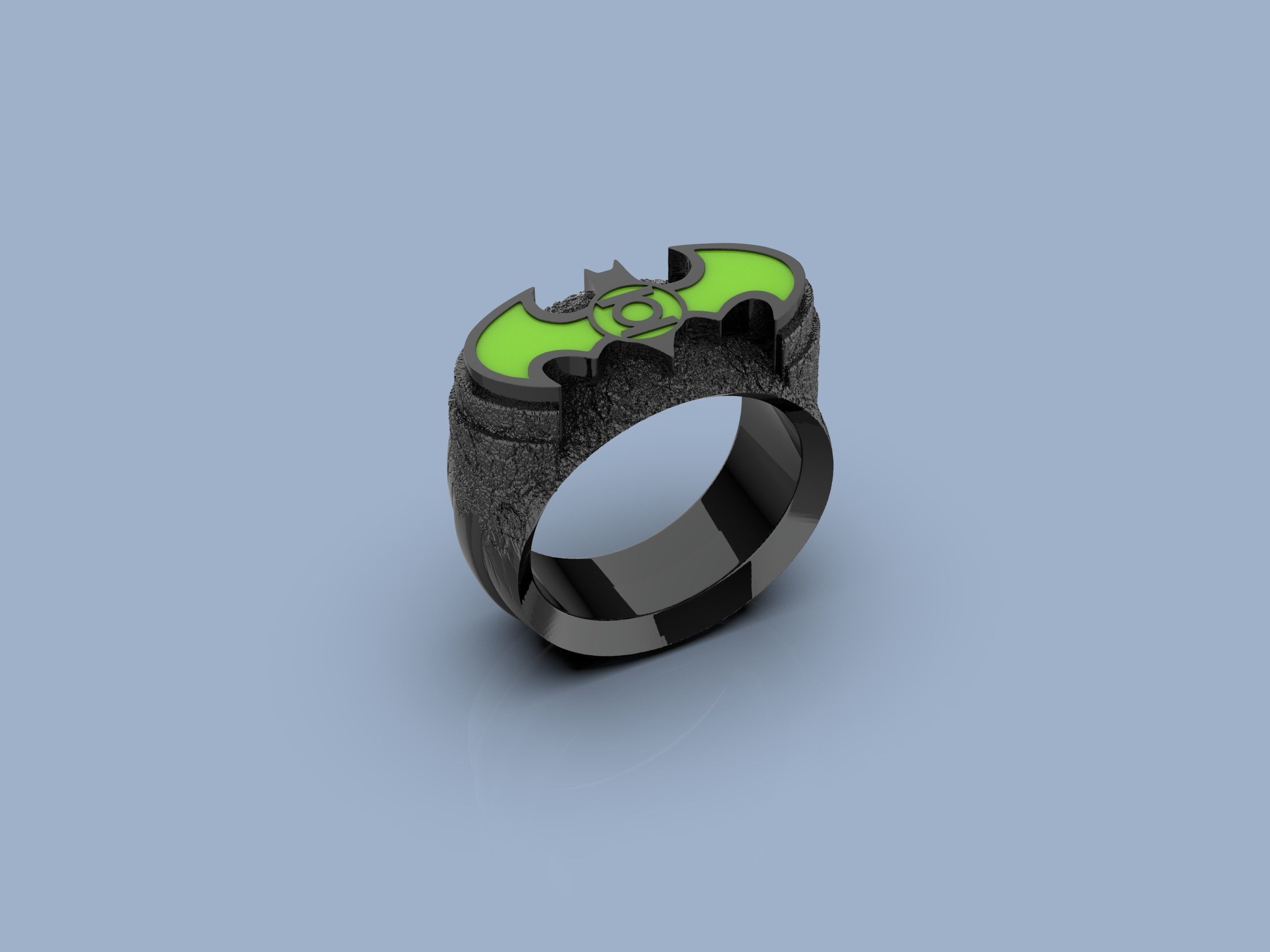 Green Lantern Batman Ring 3D print model_2