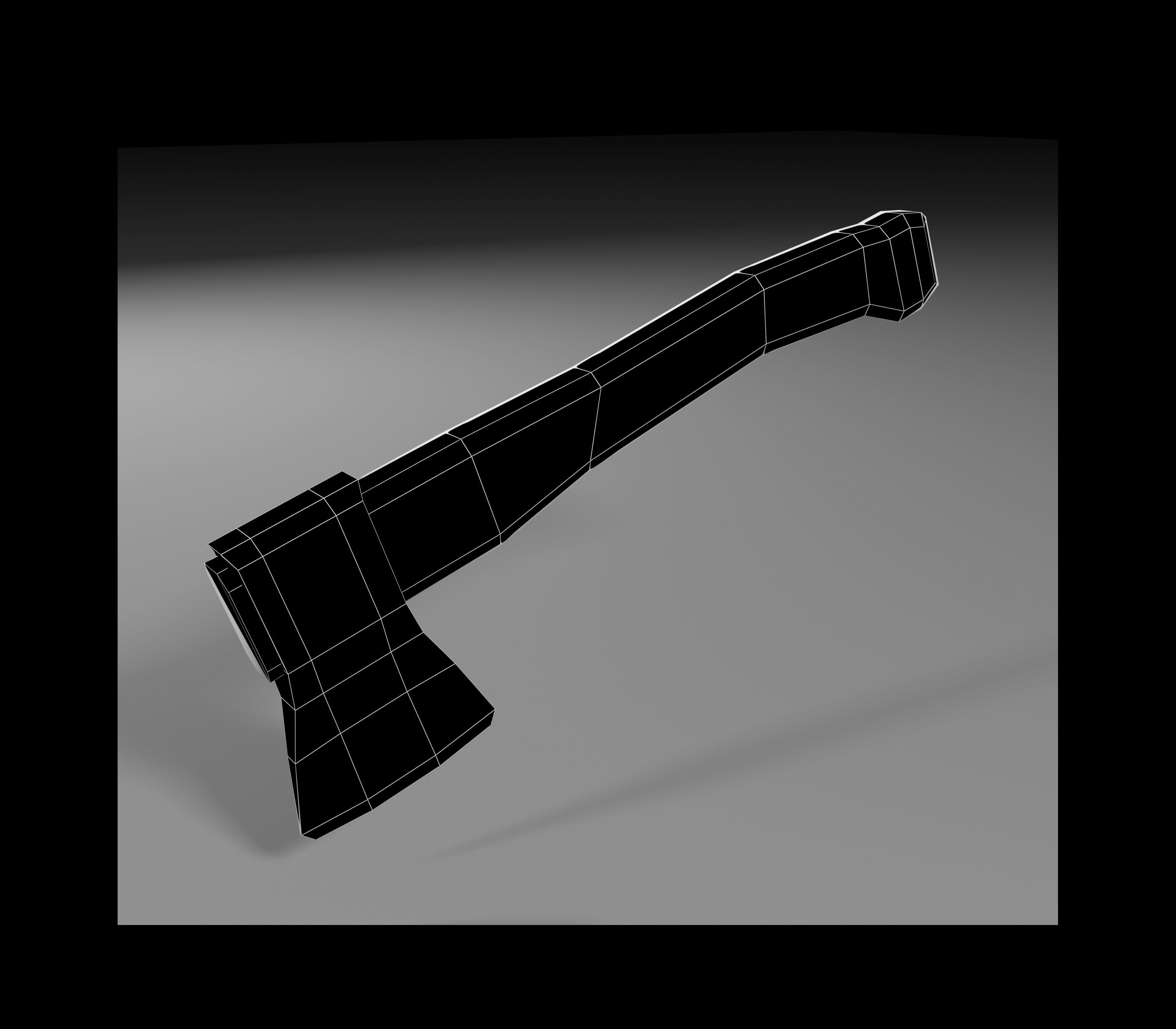 Classic axe ax hatchet cleaver hacket Low-poly 3D model_1