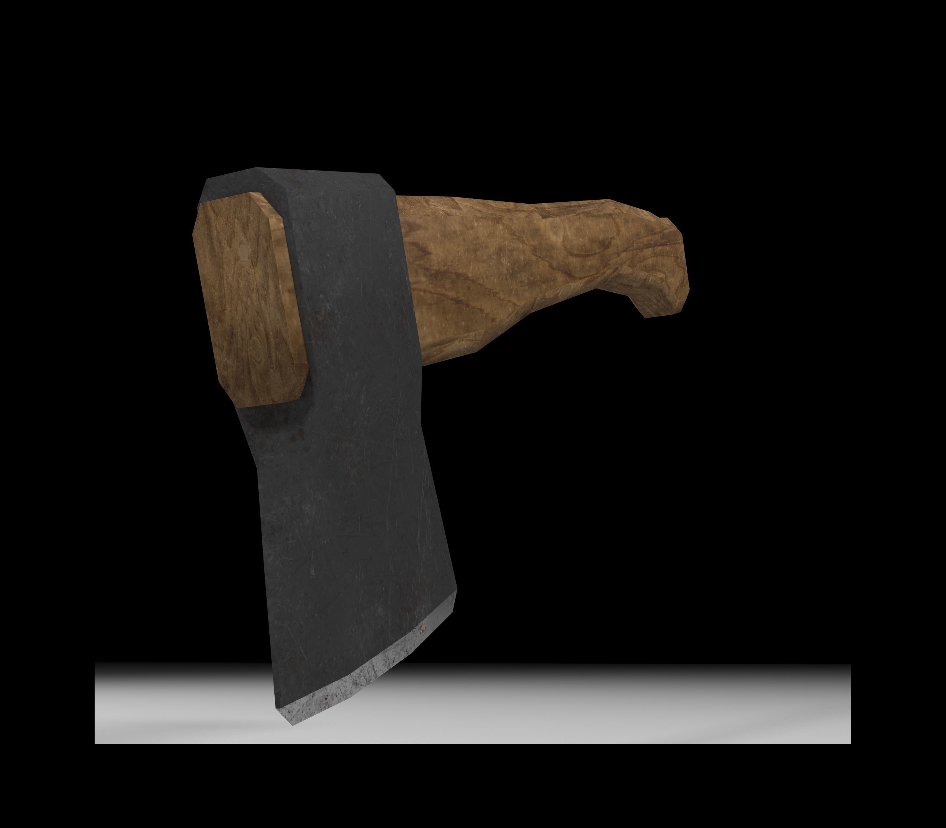 Classic axe ax hatchet cleaver hacket Low-poly 3D model_4