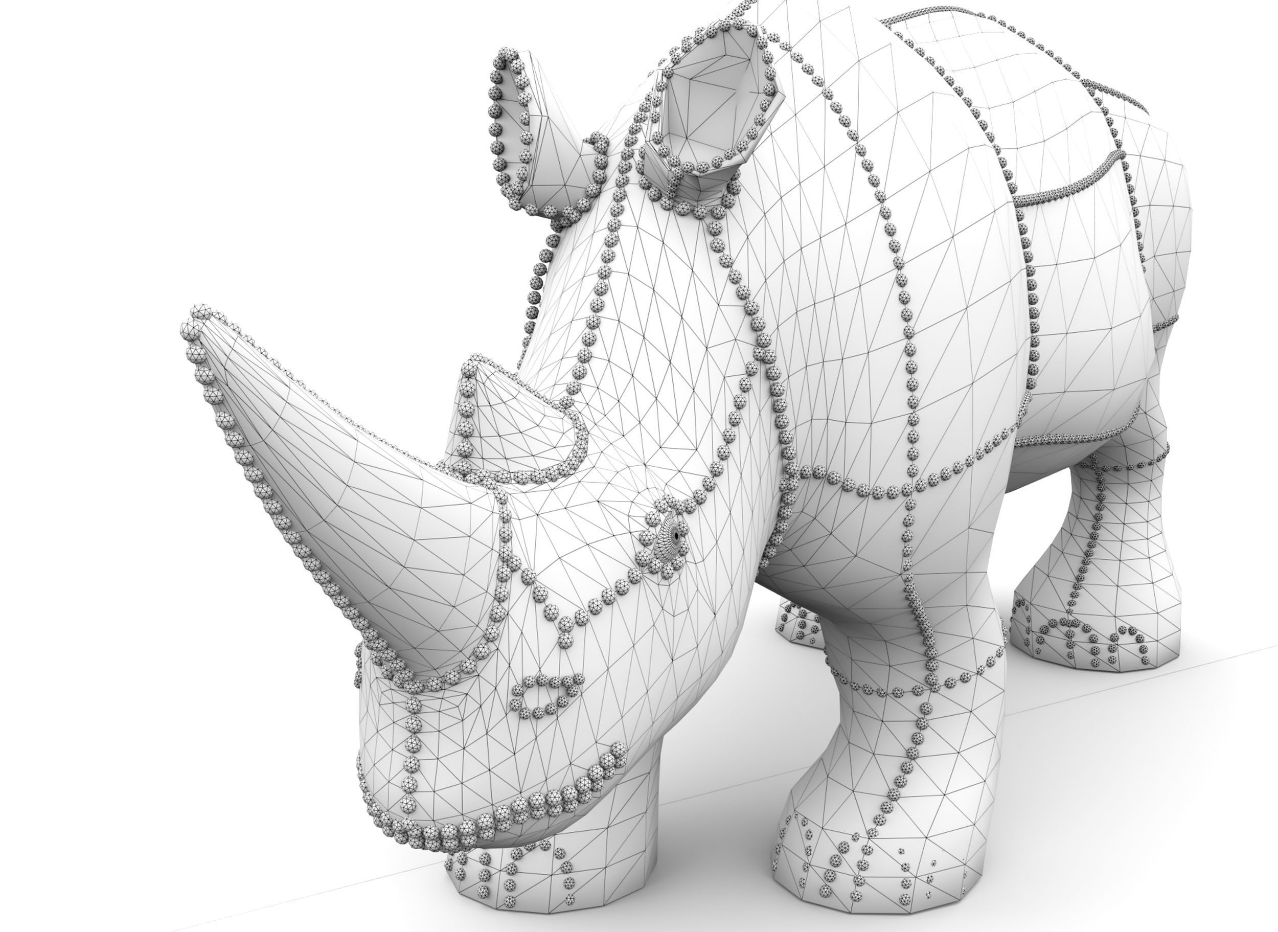 Pearl Rhino decoration statue 3D model_9