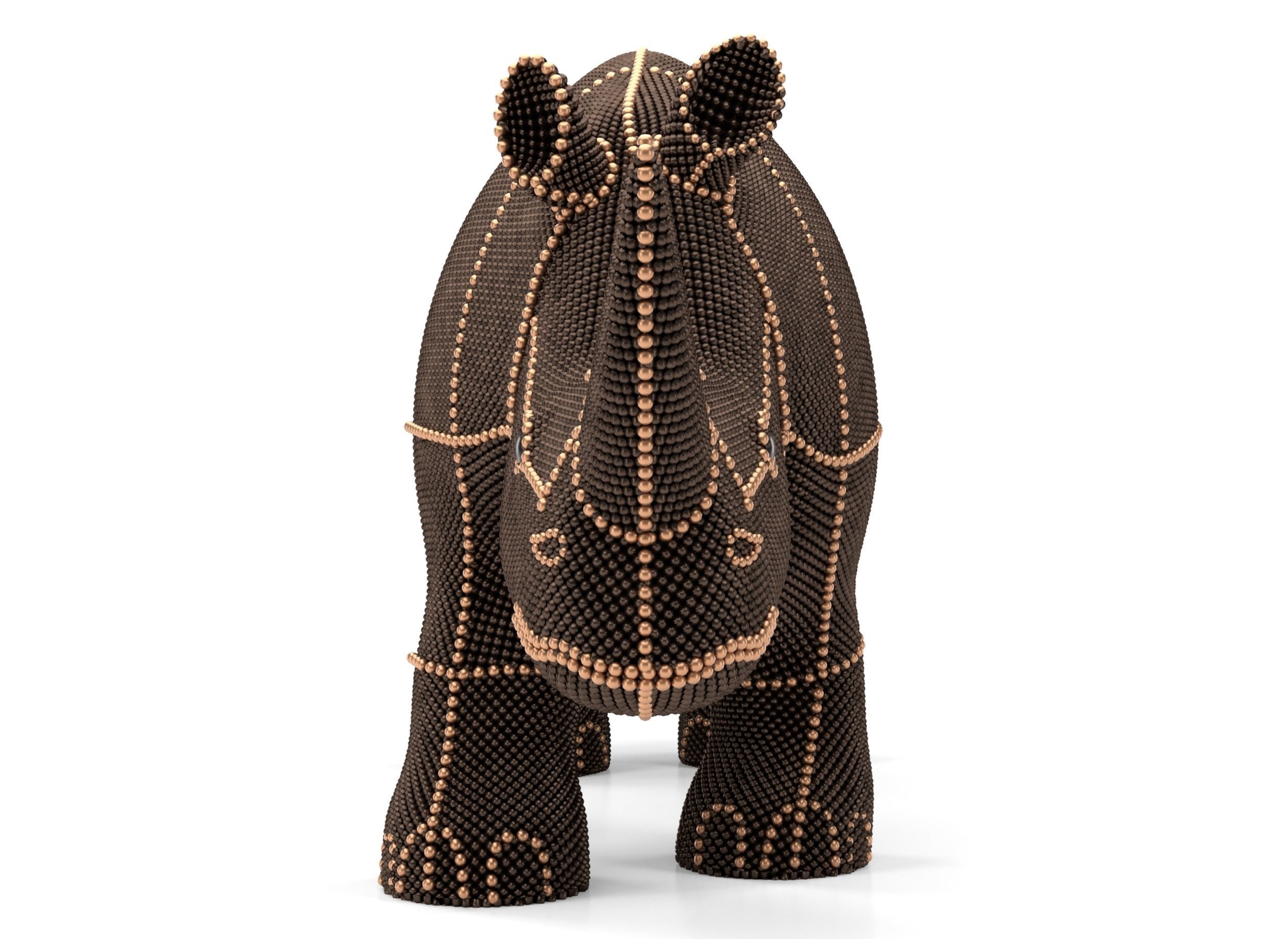 Pearl Rhino decoration statue 3D model_2