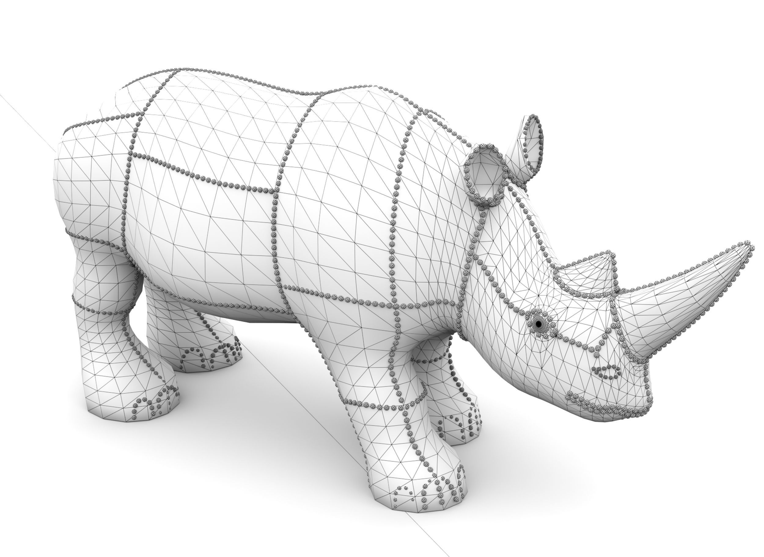 Pearl Rhino decoration statue 3D model_5