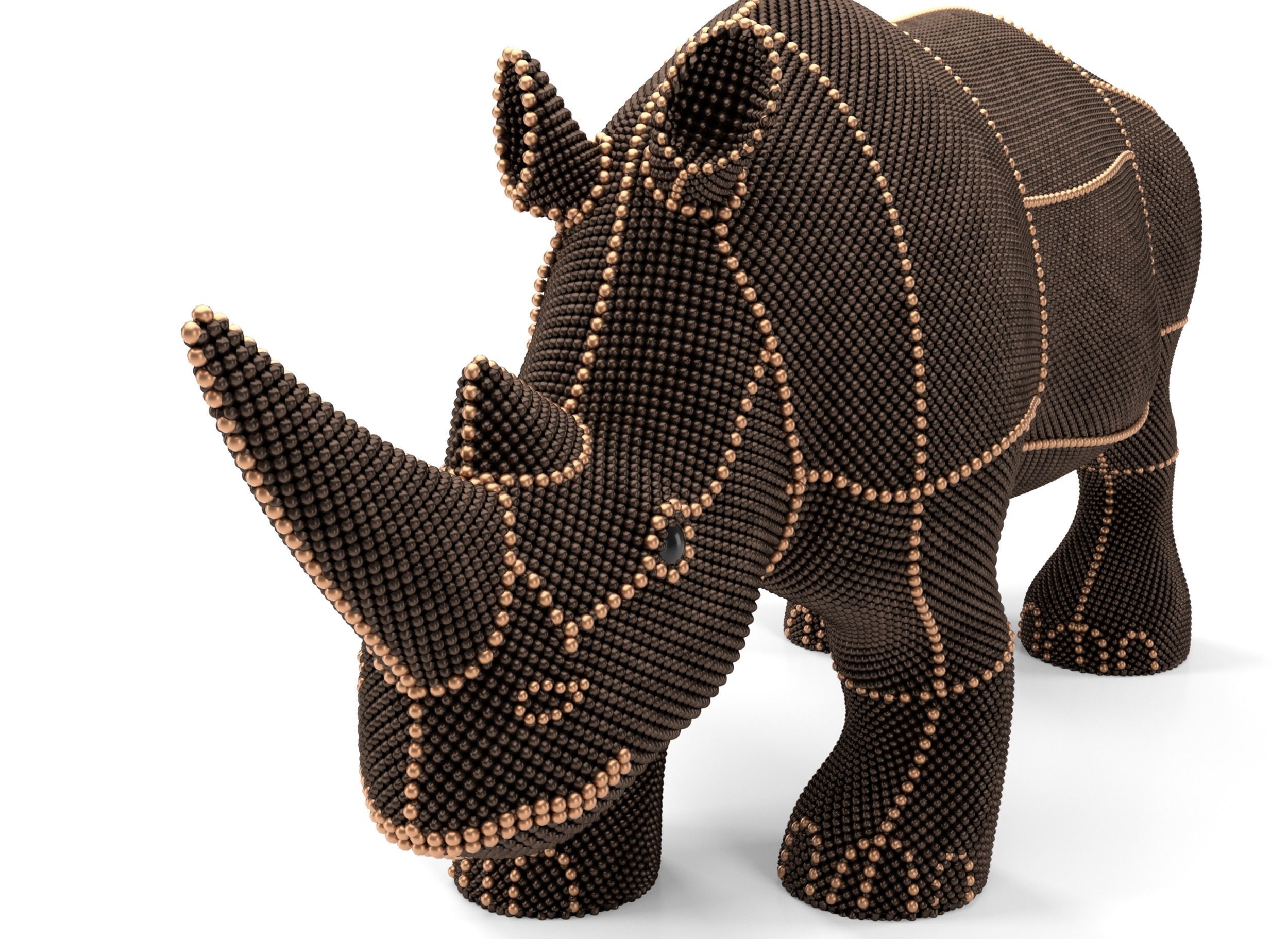 Pearl Rhino decoration statue 3D model_4