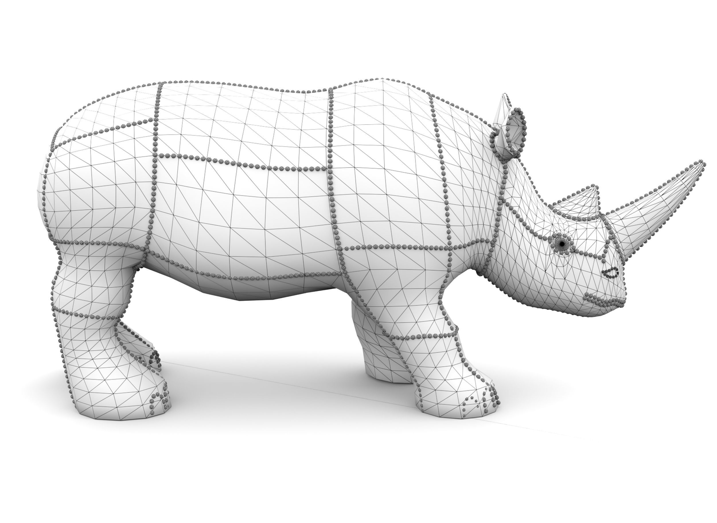 Pearl Rhino decoration statue 3D model_8