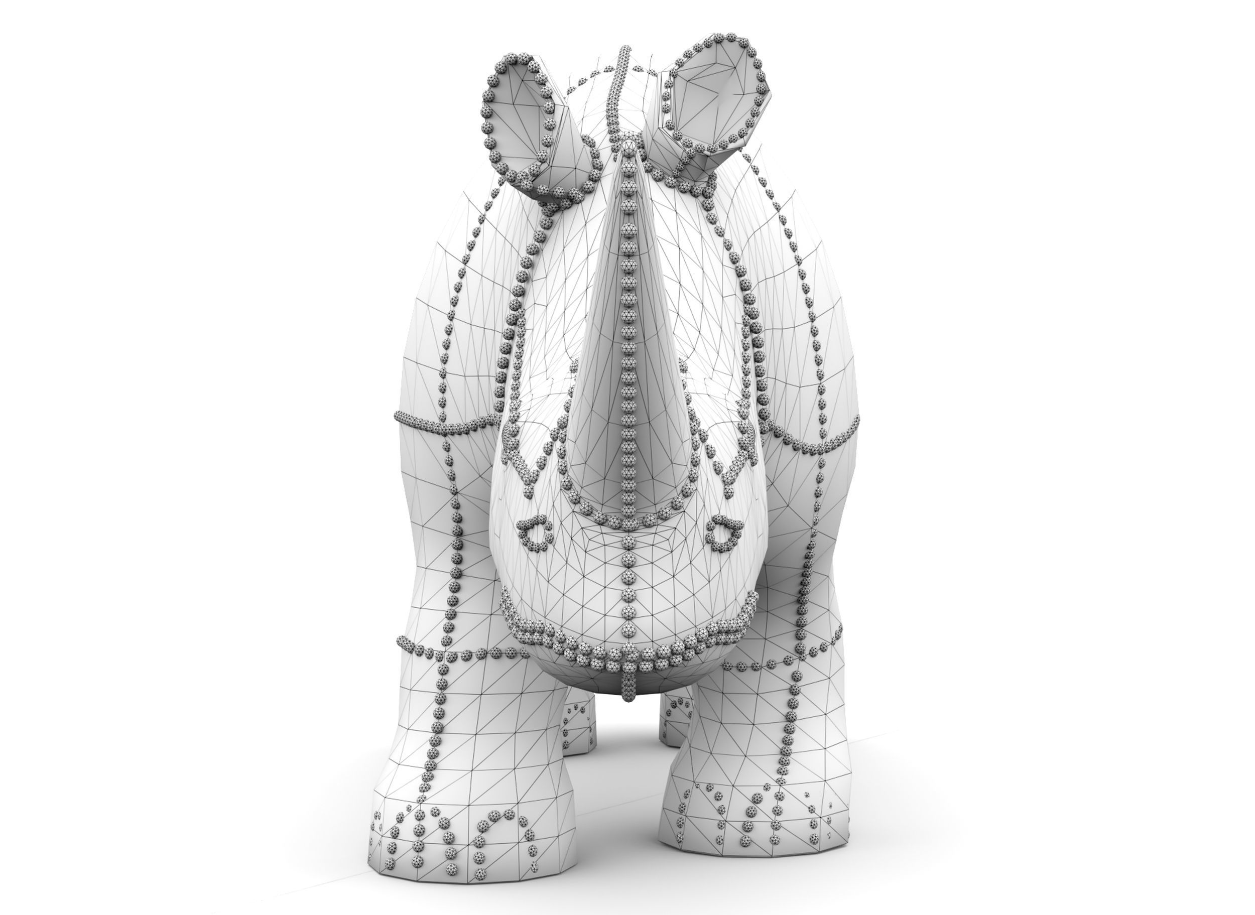 Pearl Rhino decoration statue 3D model_7