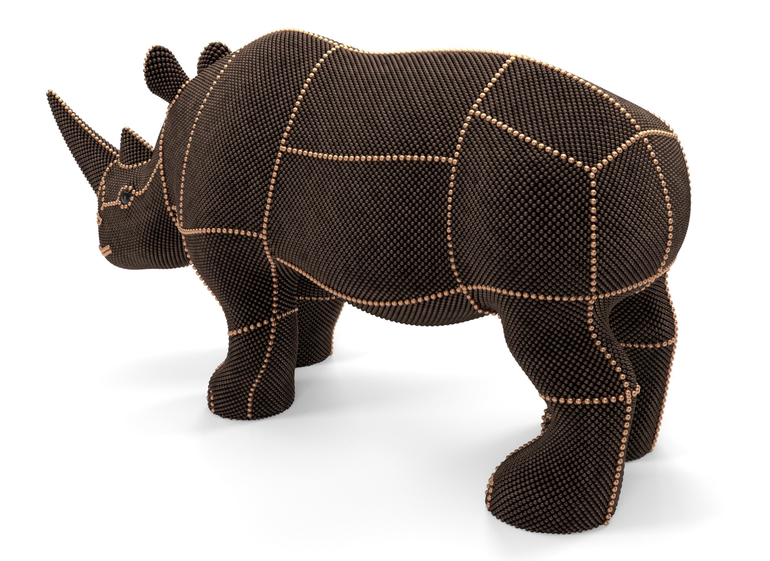 Pearl Rhino decoration statue 3D model_1