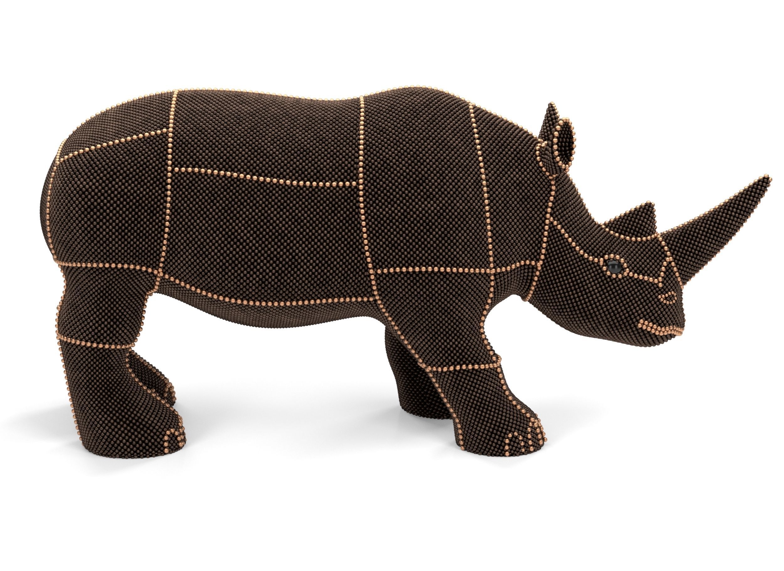Pearl Rhino decoration statue 3D model_3