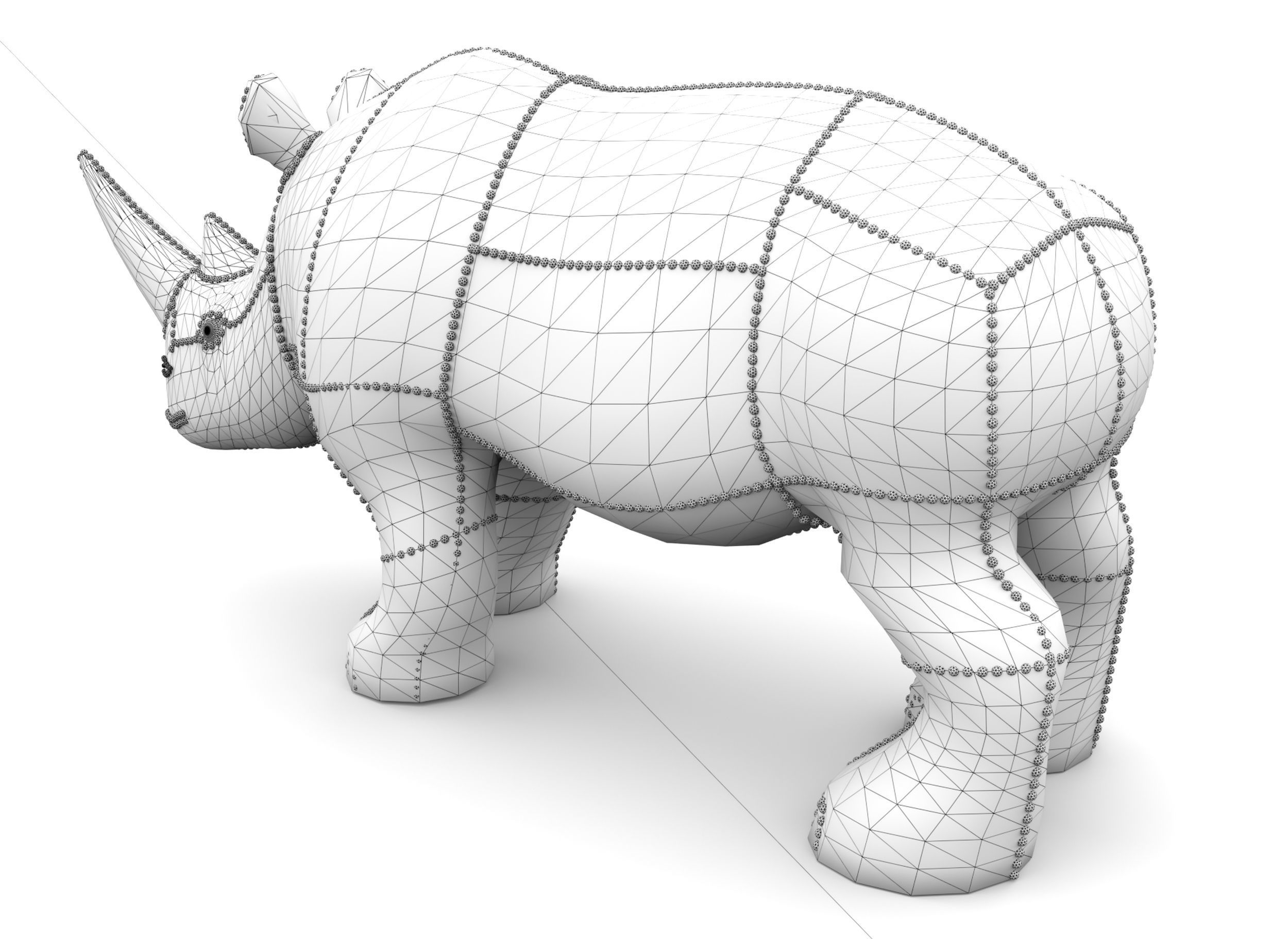 Pearl Rhino decoration statue 3D model_6