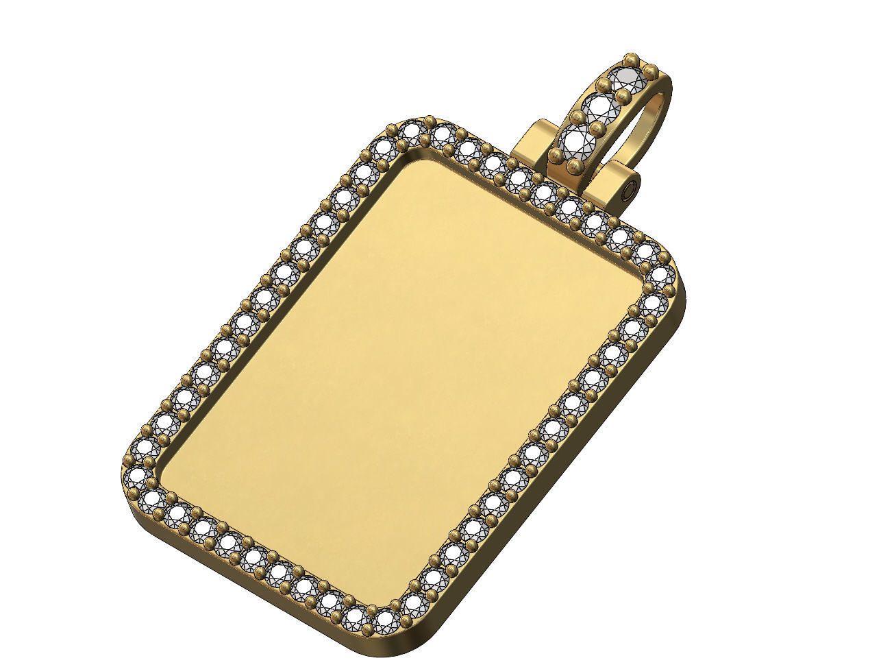 Rectanguler Diamond Memory Picture Pendant 3D print model_10