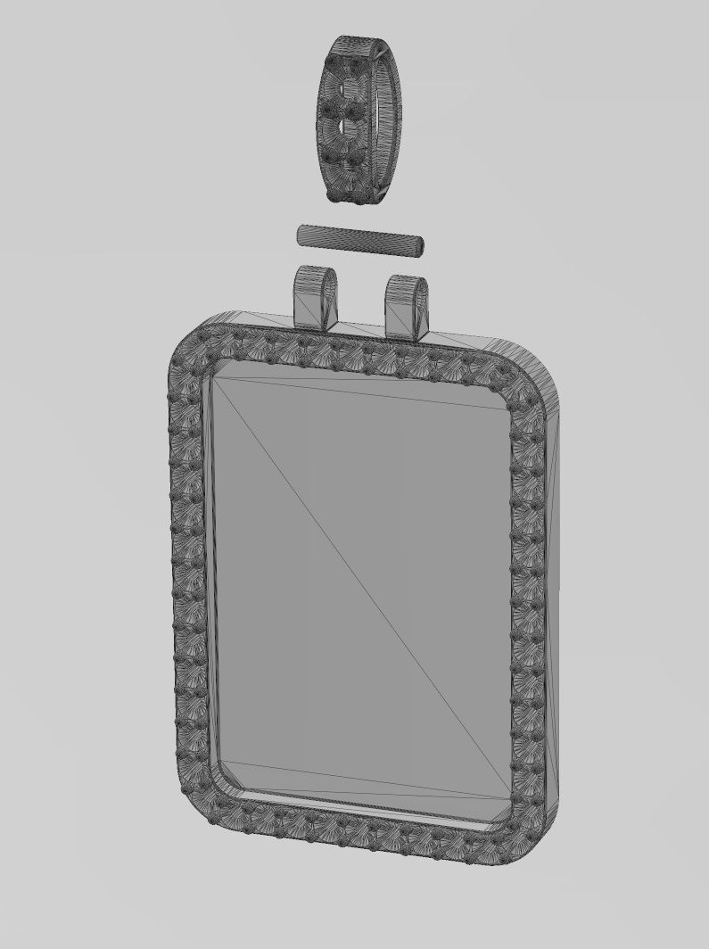 Rectanguler Diamond Memory Picture Pendant 3D print model_12