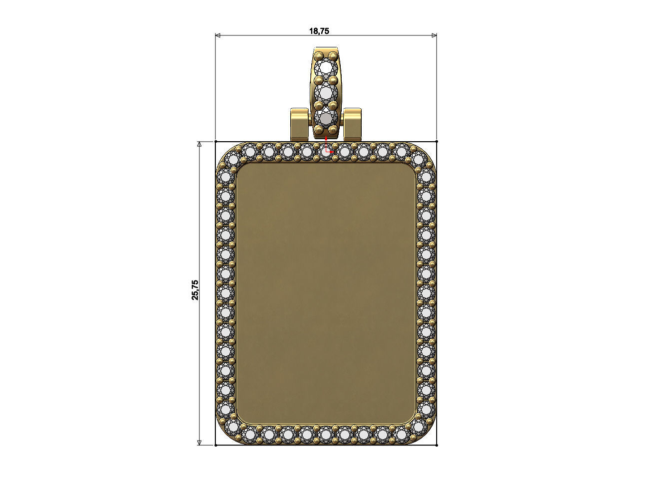 Rectanguler Diamond Memory Picture Pendant 3D print model_5