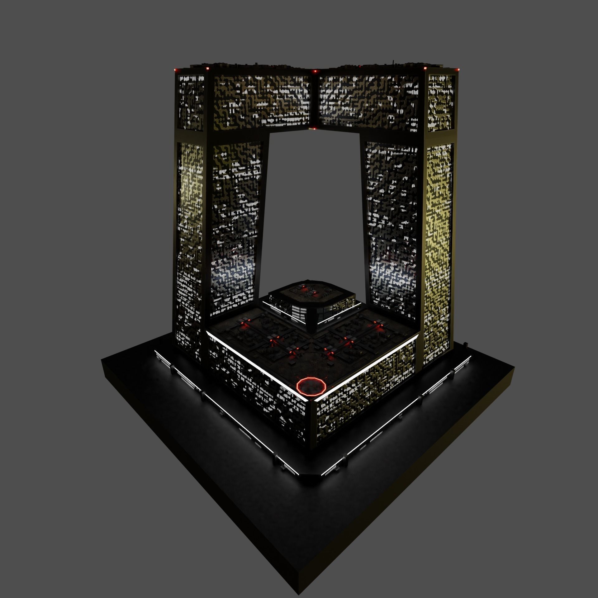 Modern skyscraper L-shaped Low-poly 3D model_19