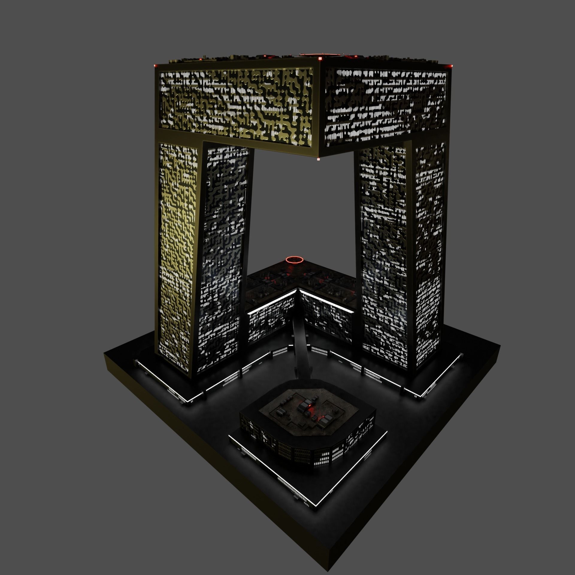 Modern skyscraper L-shaped Low-poly 3D model_21