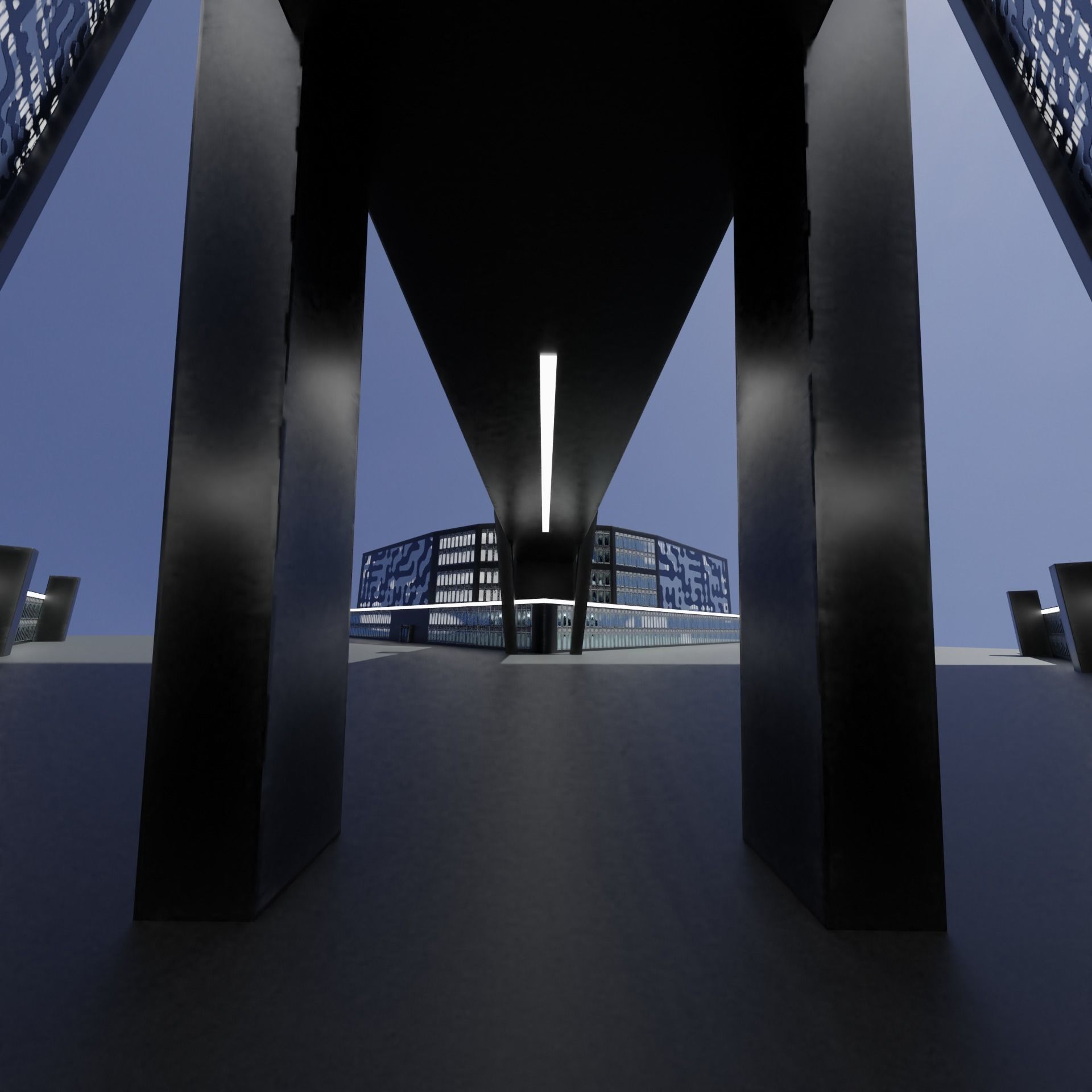 Modern skyscraper L-shaped Low-poly 3D model_28