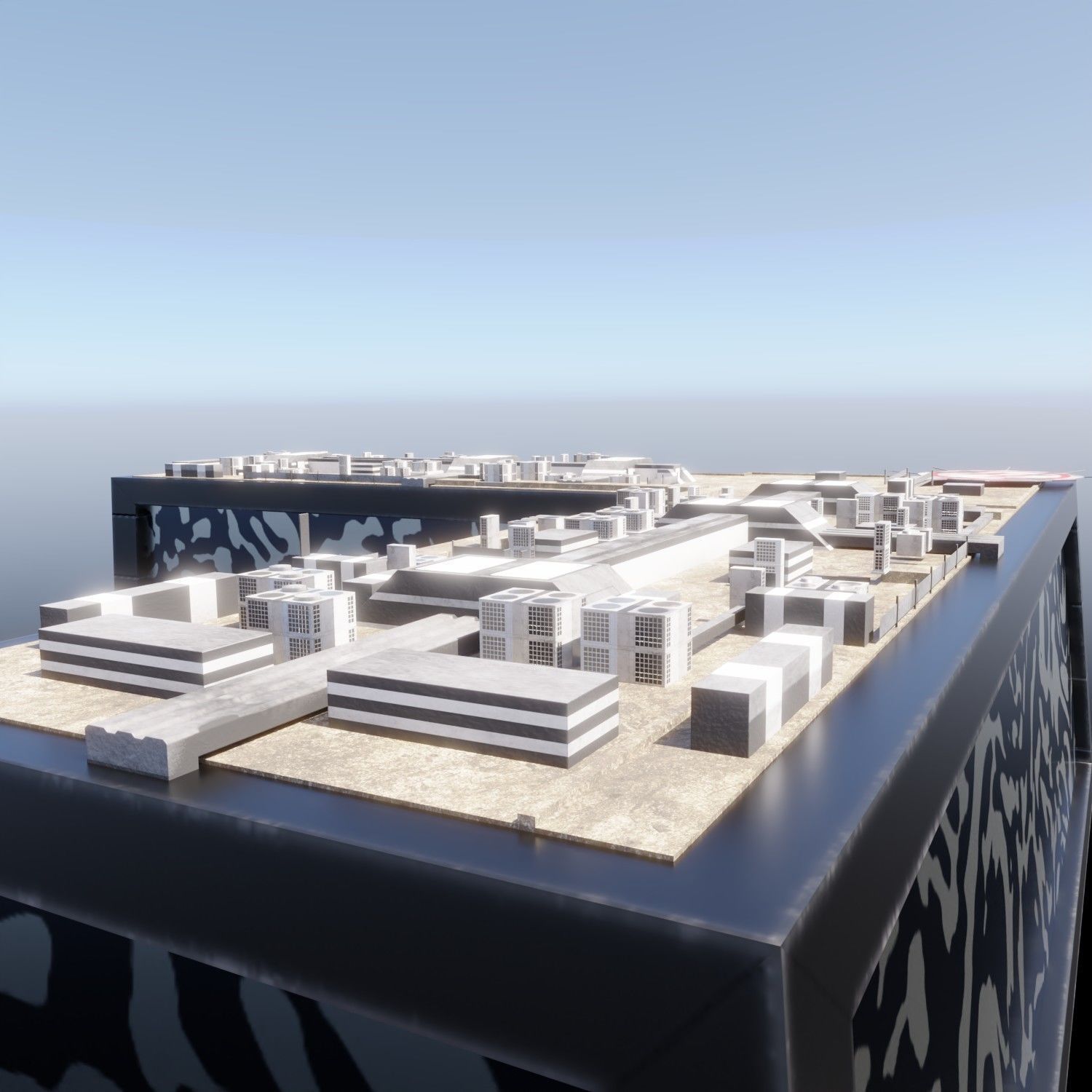 Modern skyscraper L-shaped Low-poly 3D model_8