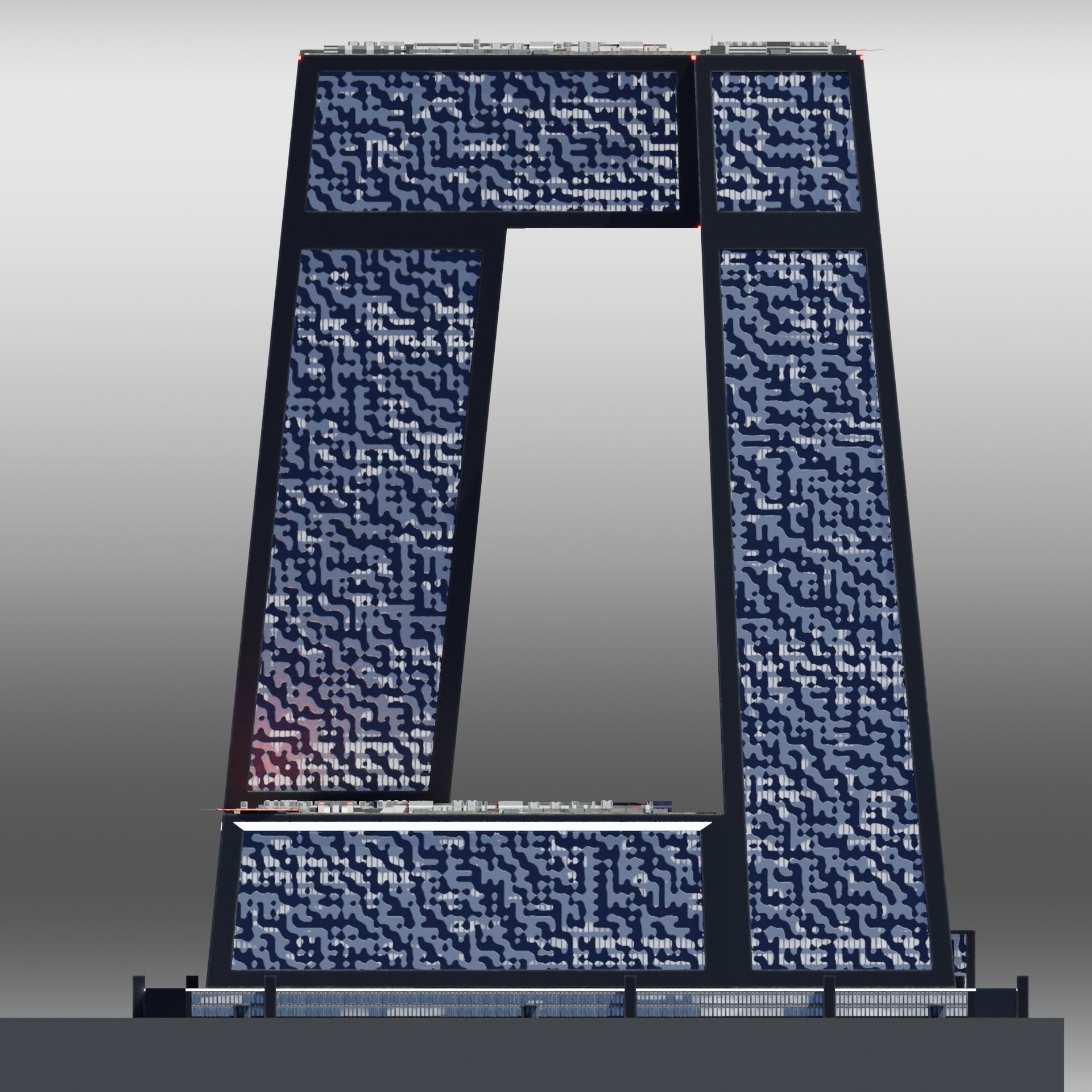 Modern skyscraper L-shaped Low-poly 3D model_14