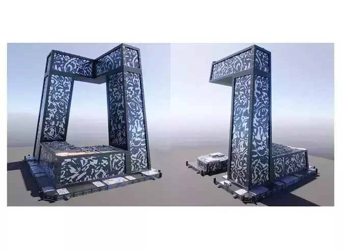 Modern skyscraper L-shaped Low-poly 3D model