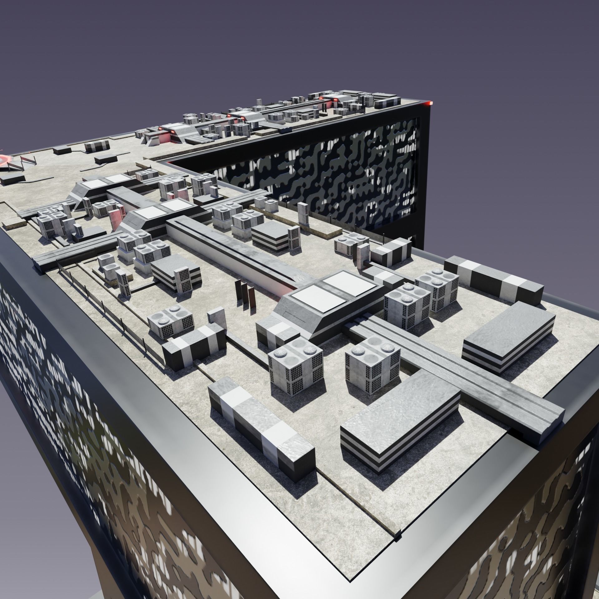 Modern skyscraper L-shaped Low-poly 3D model_11