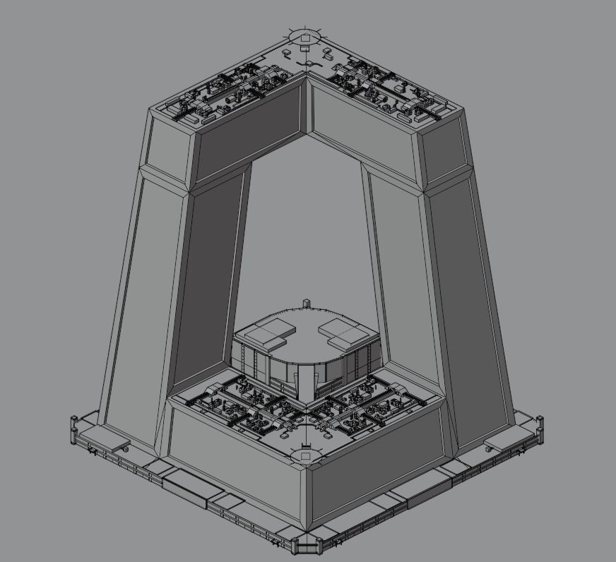 Modern skyscraper L-shaped Low-poly 3D model_25