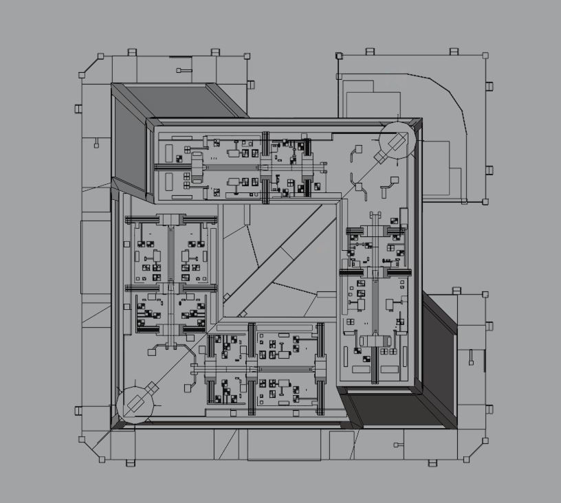 Modern skyscraper L-shaped Low-poly 3D model_27