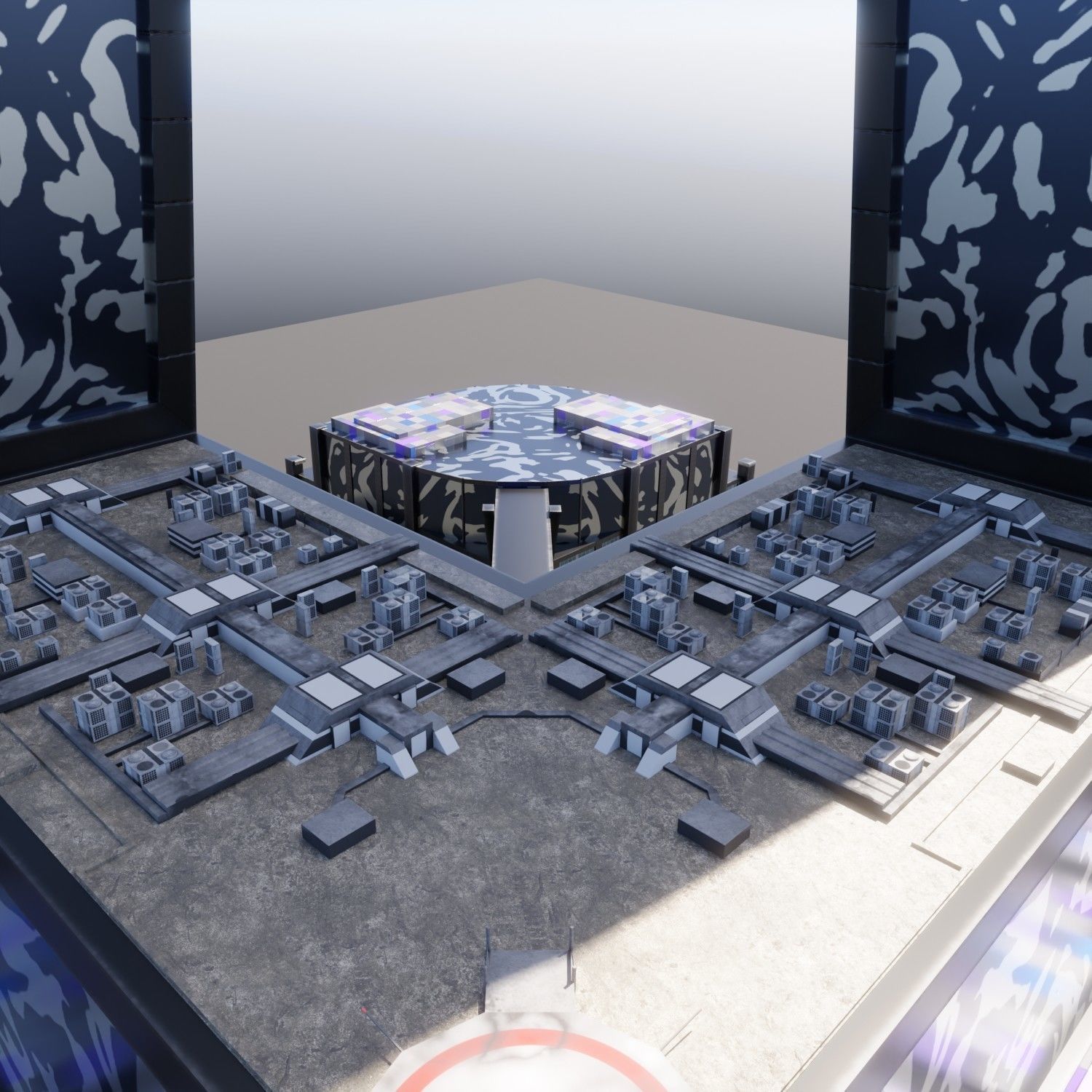 Modern skyscraper L-shaped Low-poly 3D model_24